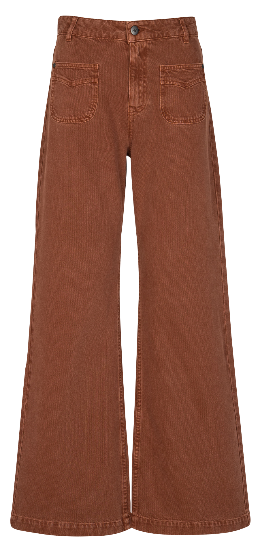Jean large taille haute en coton LE HAILEY Marron fonce