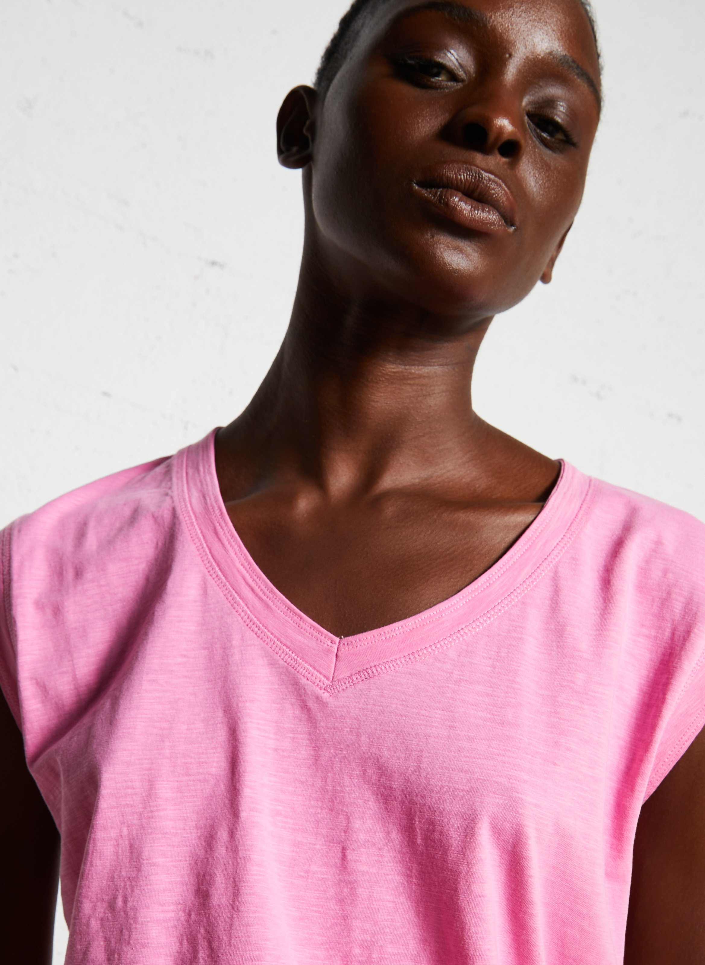 Heathered cotton tank top Pink