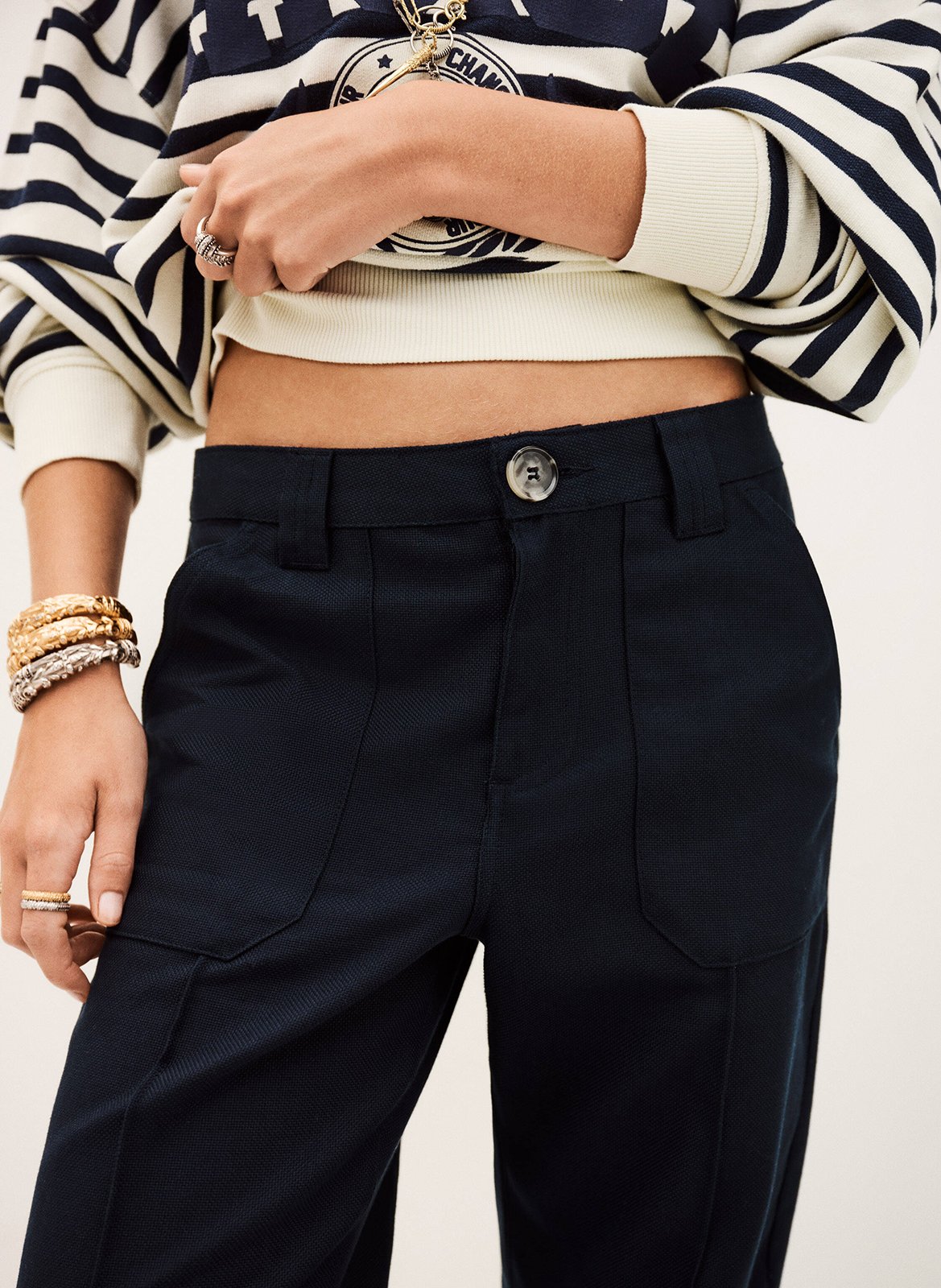 Katoenen straight fit pantalon BA&SH Blauw