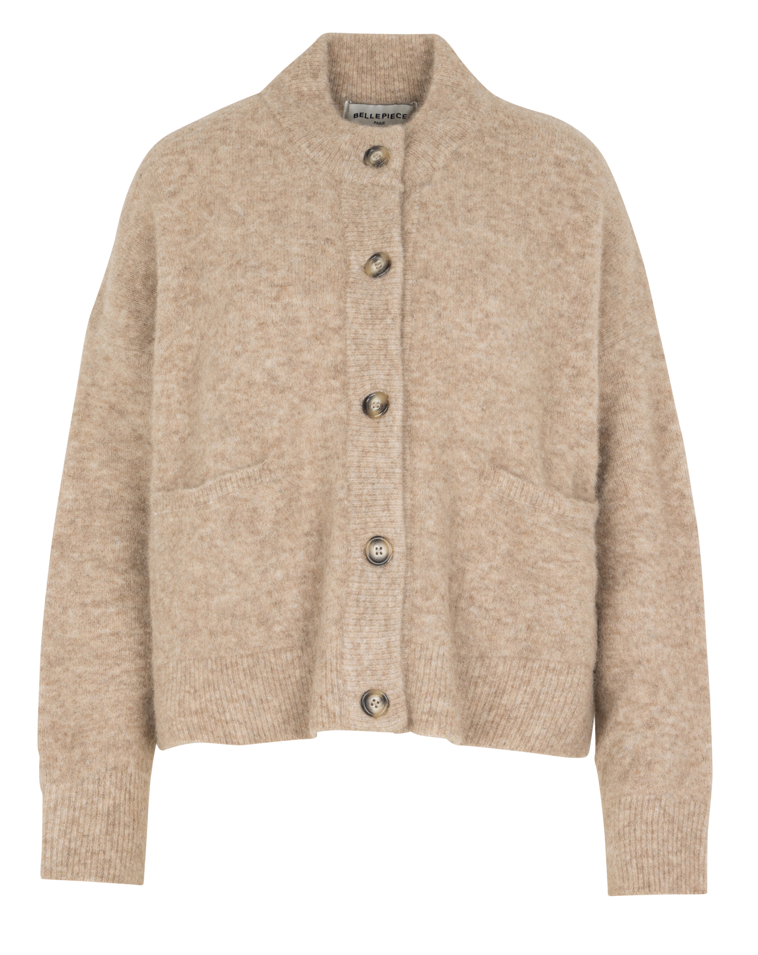 Oversized high-neck baby alpaca blend vest BELLEPIECE Beige