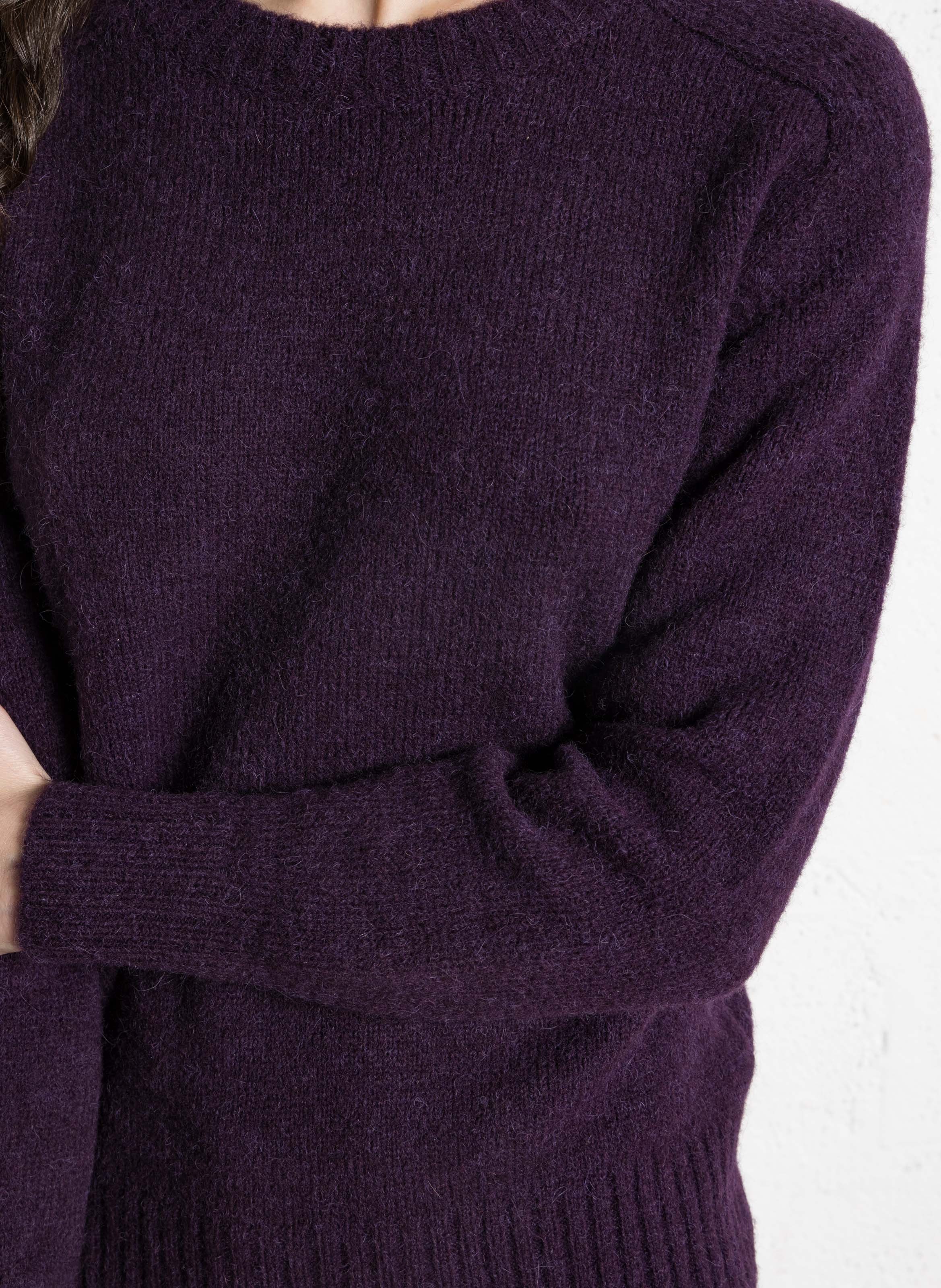 Pull col rond droit en maille tricotée SOEUR Violet