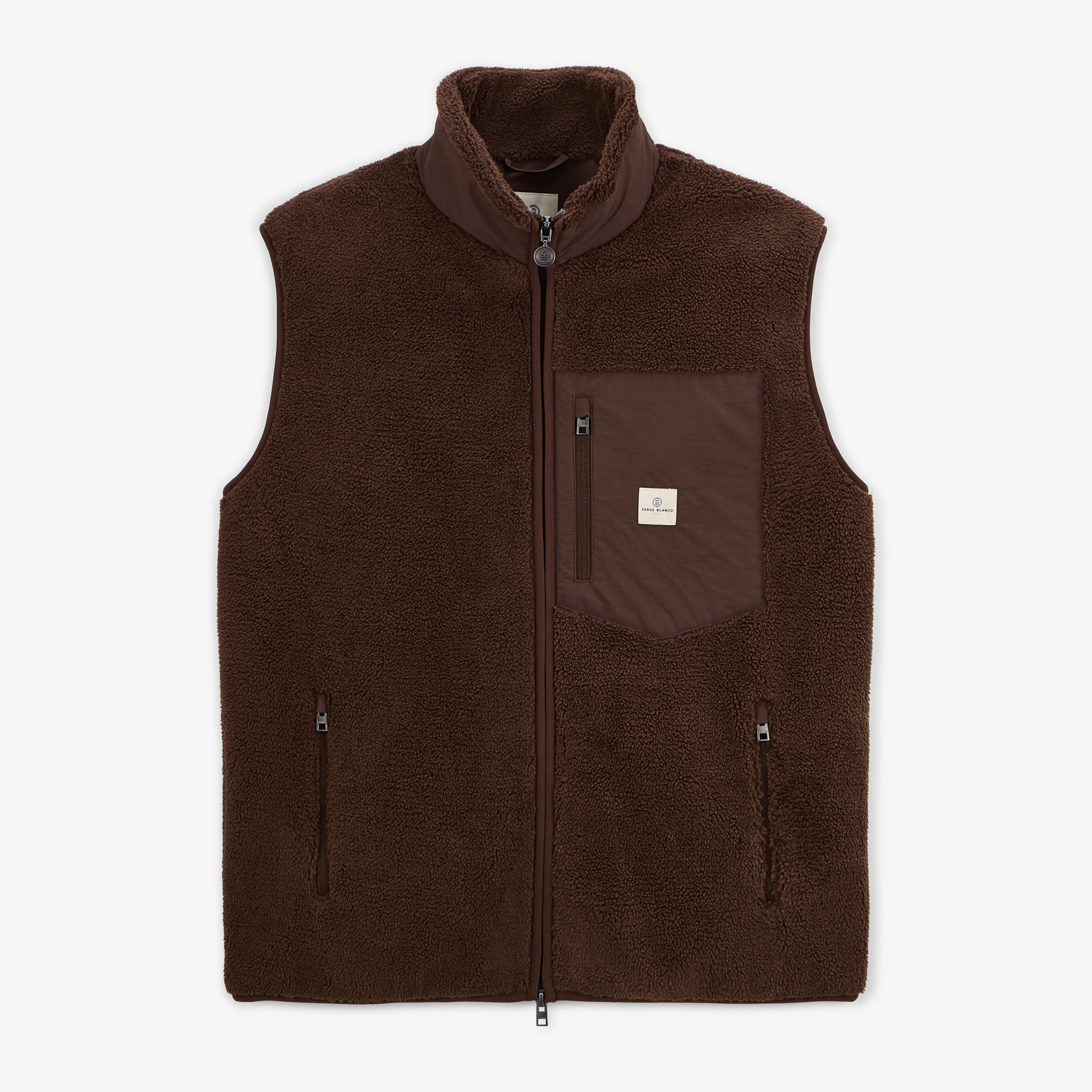 Solid Sleeveless Fleece SERGE BLANCO Brown
