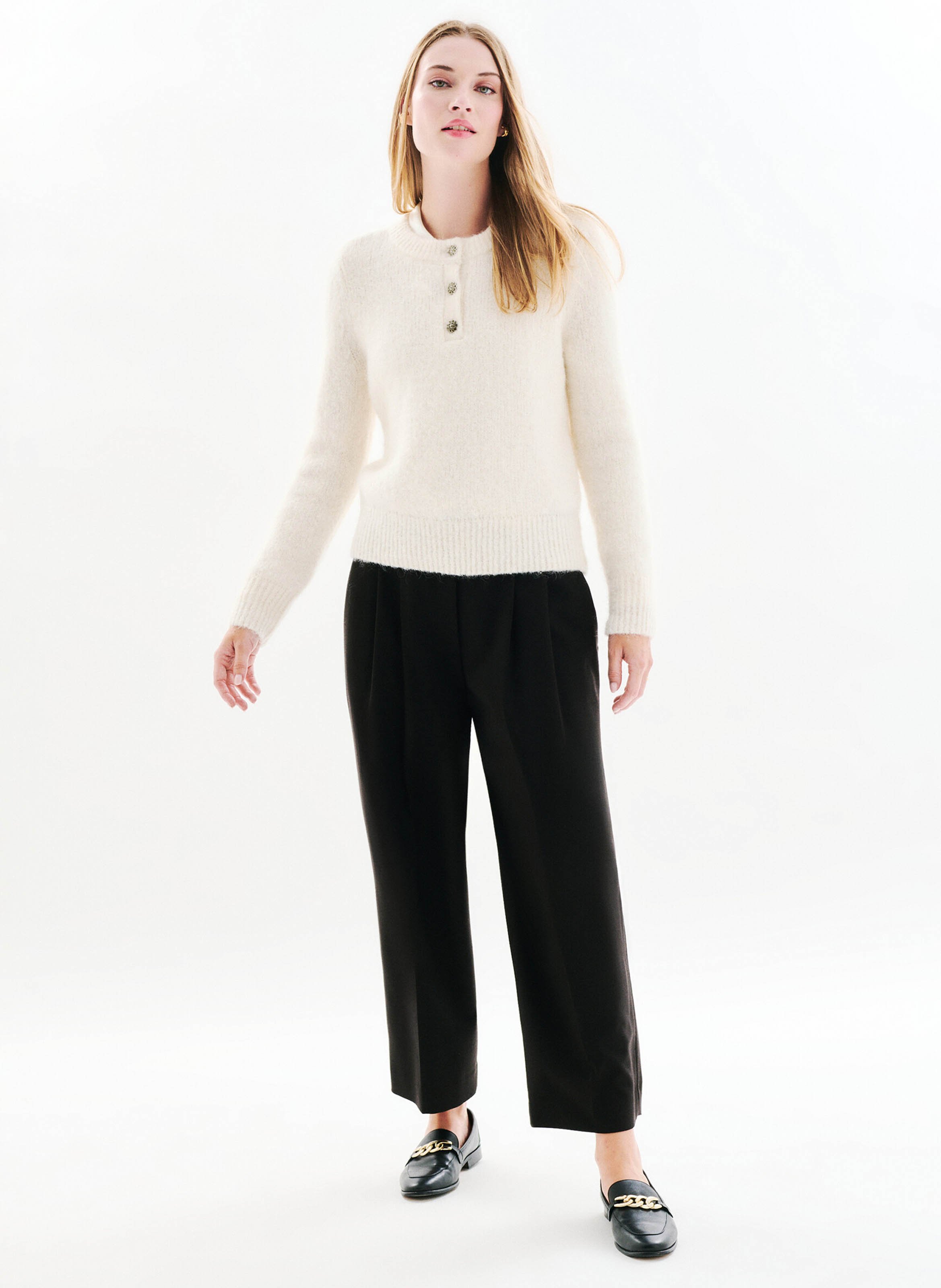 Pull droit col rond CAROLL Beige