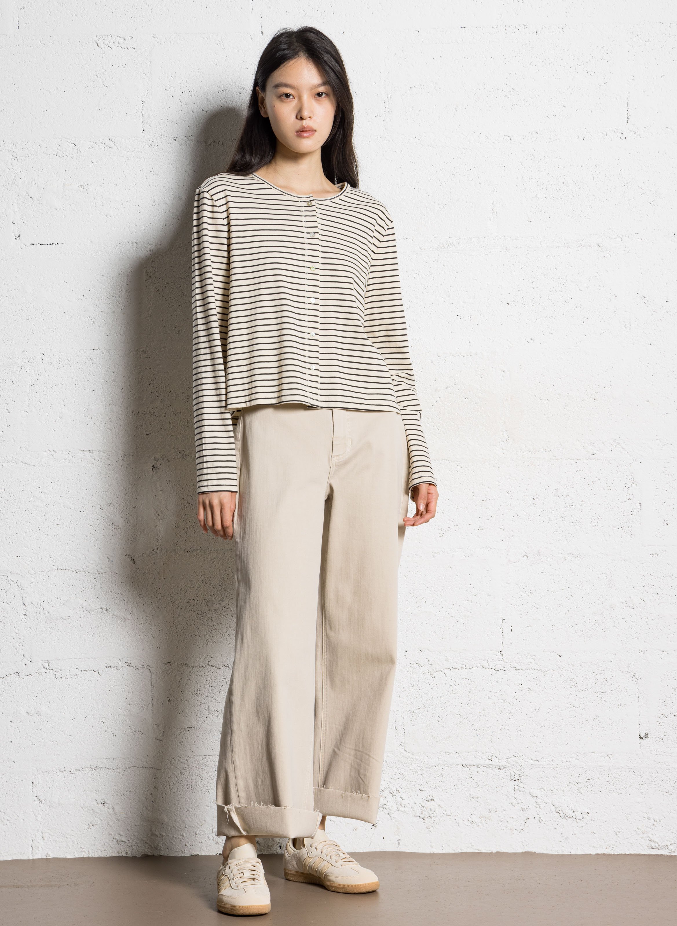 Oversize Rundhalsausschnitt Weste aus Baumwollmischung JC SOPHIE Schwarz