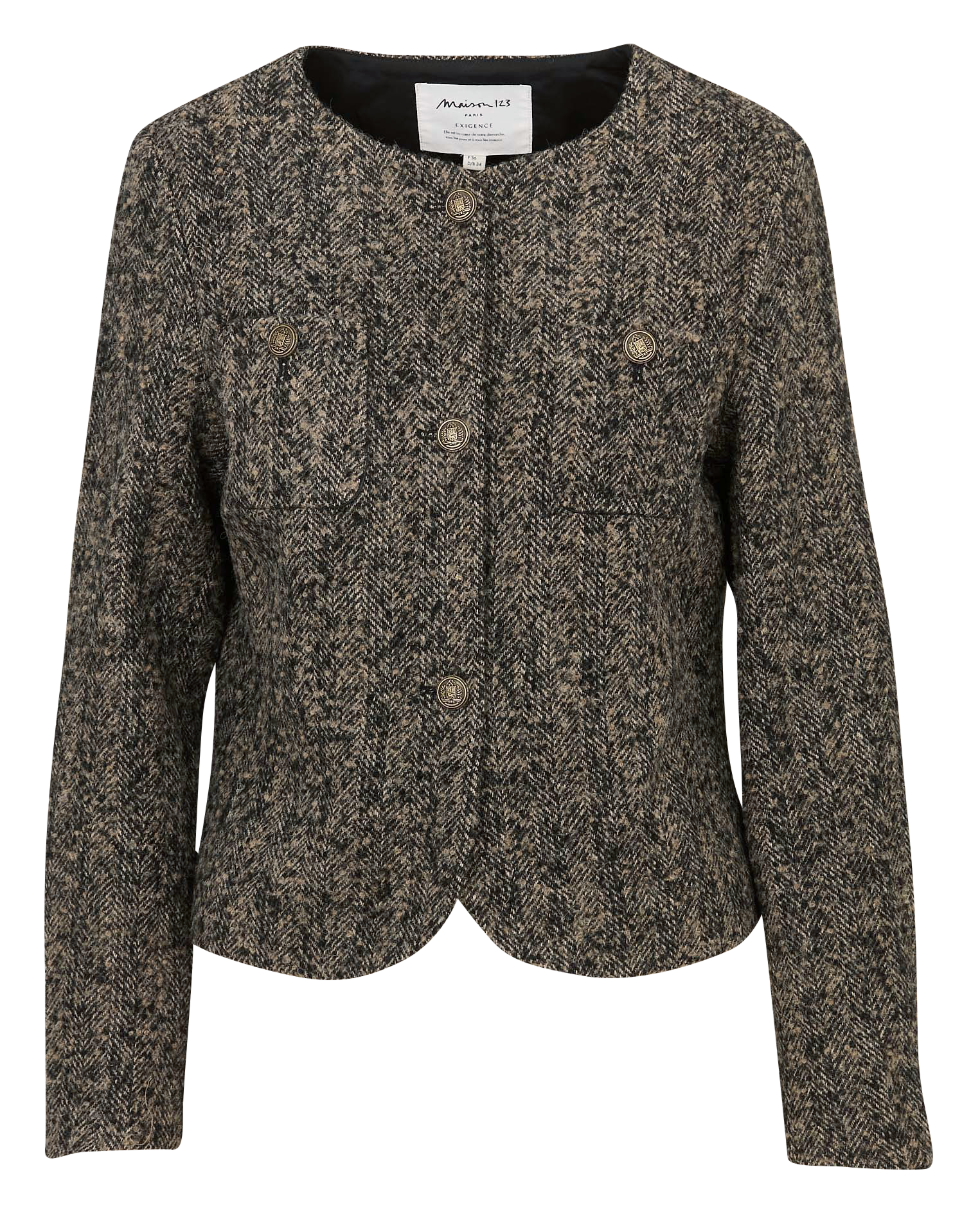 Short buttoned jacket in blended wool MAISON 123 Grey