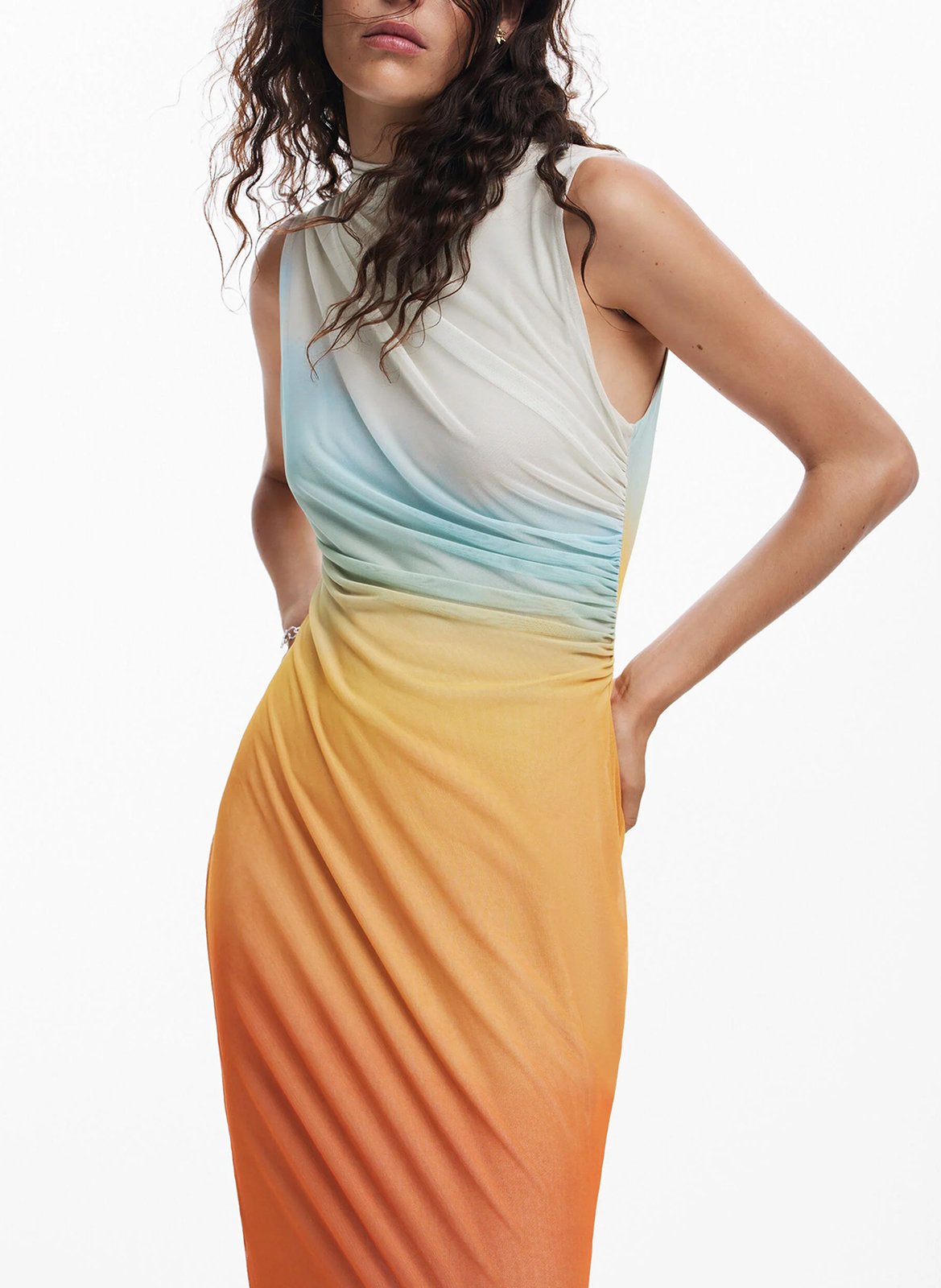 Robe longue en tulle dégradé Orange