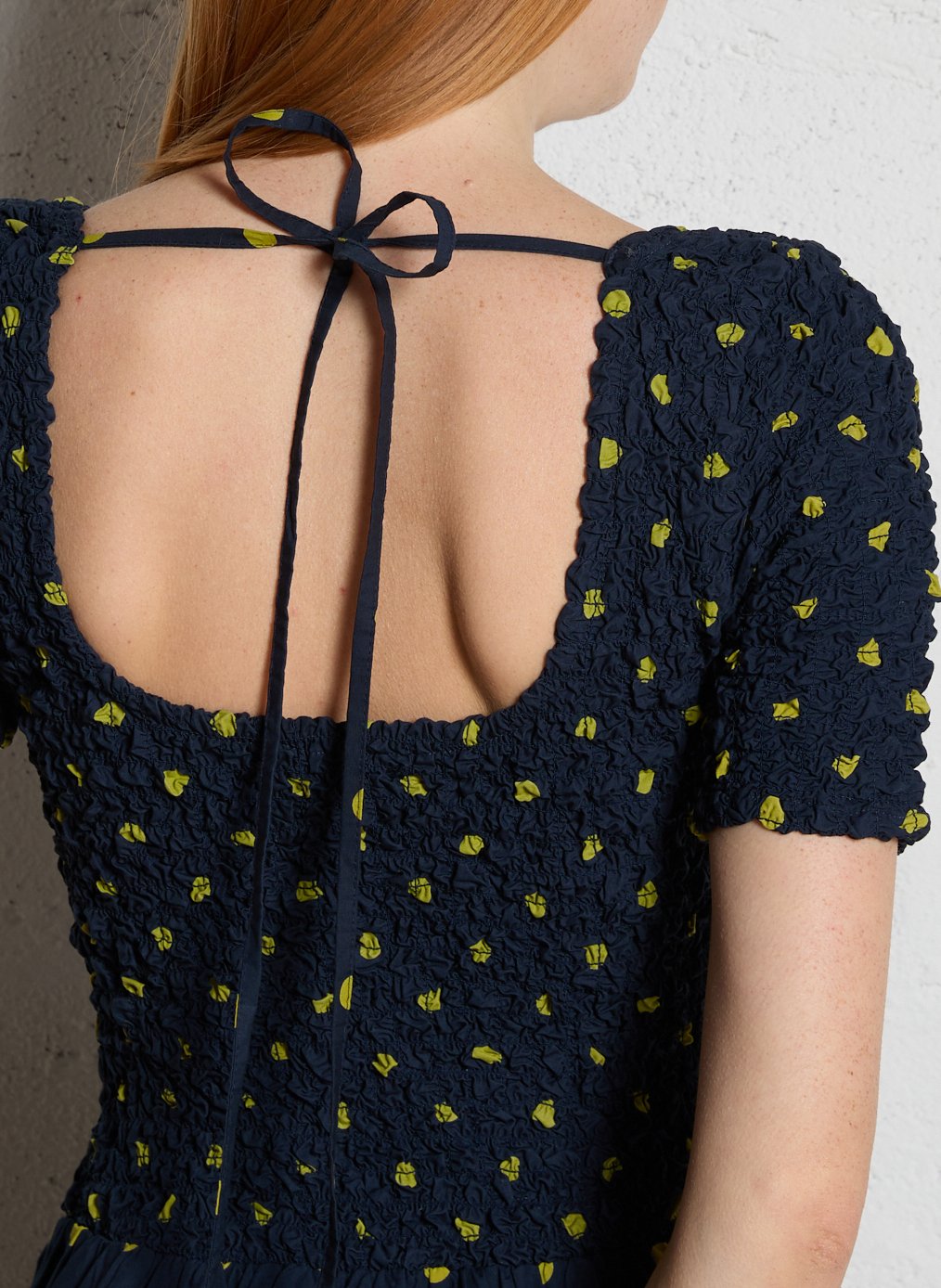 Robe longue col rond en coton bio imprimé DAMSON MADDER Bleu