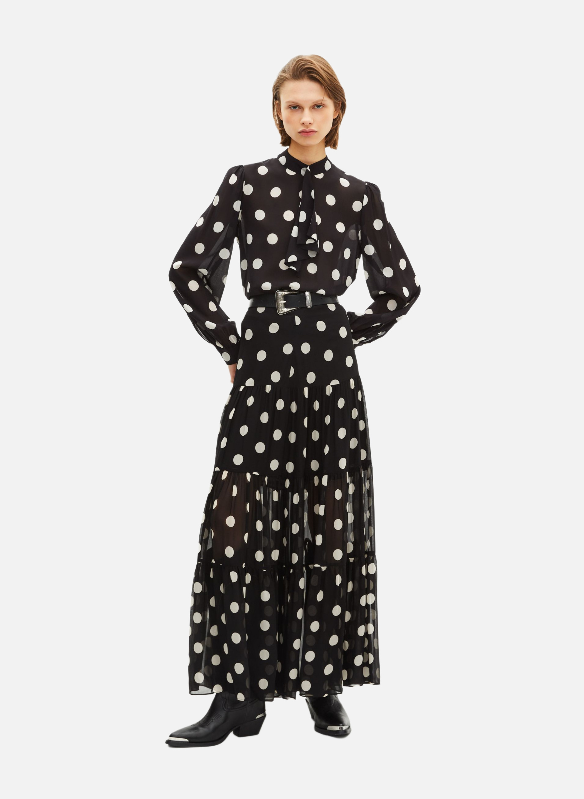 Long skirt with polka dot print THE KOOPLES Black