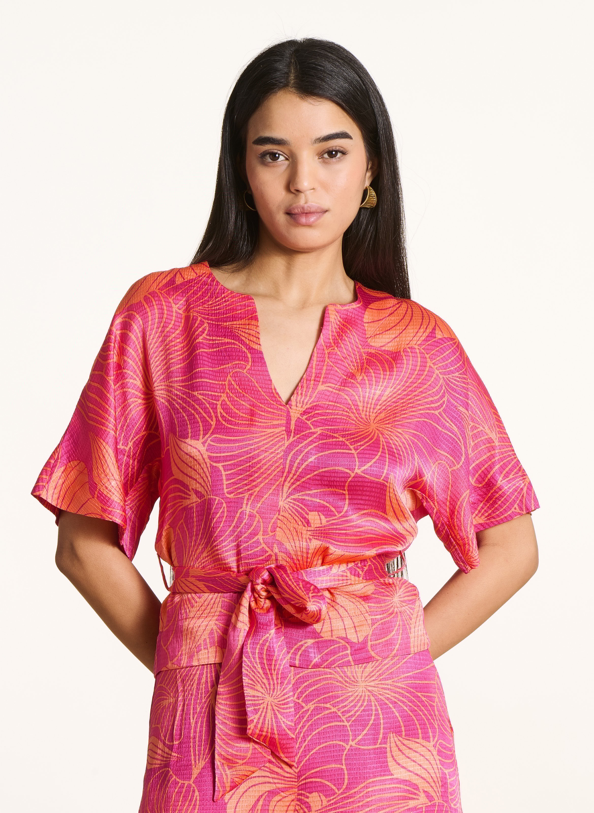 Henley-Top mit floralem Print LA FEE MARABOUTEE Rosa