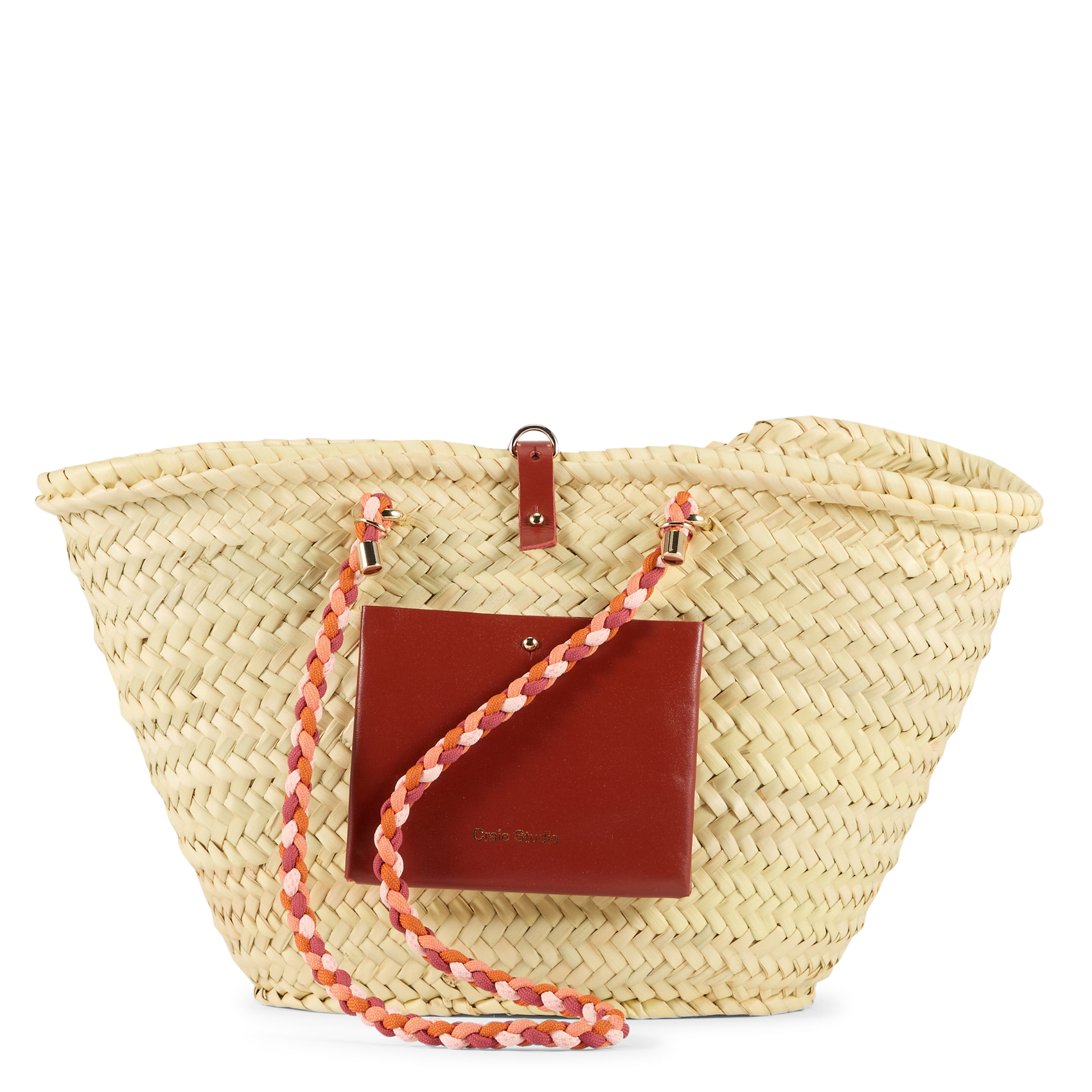 Gevlochten mand van doum CRAIE STUDIO Rood