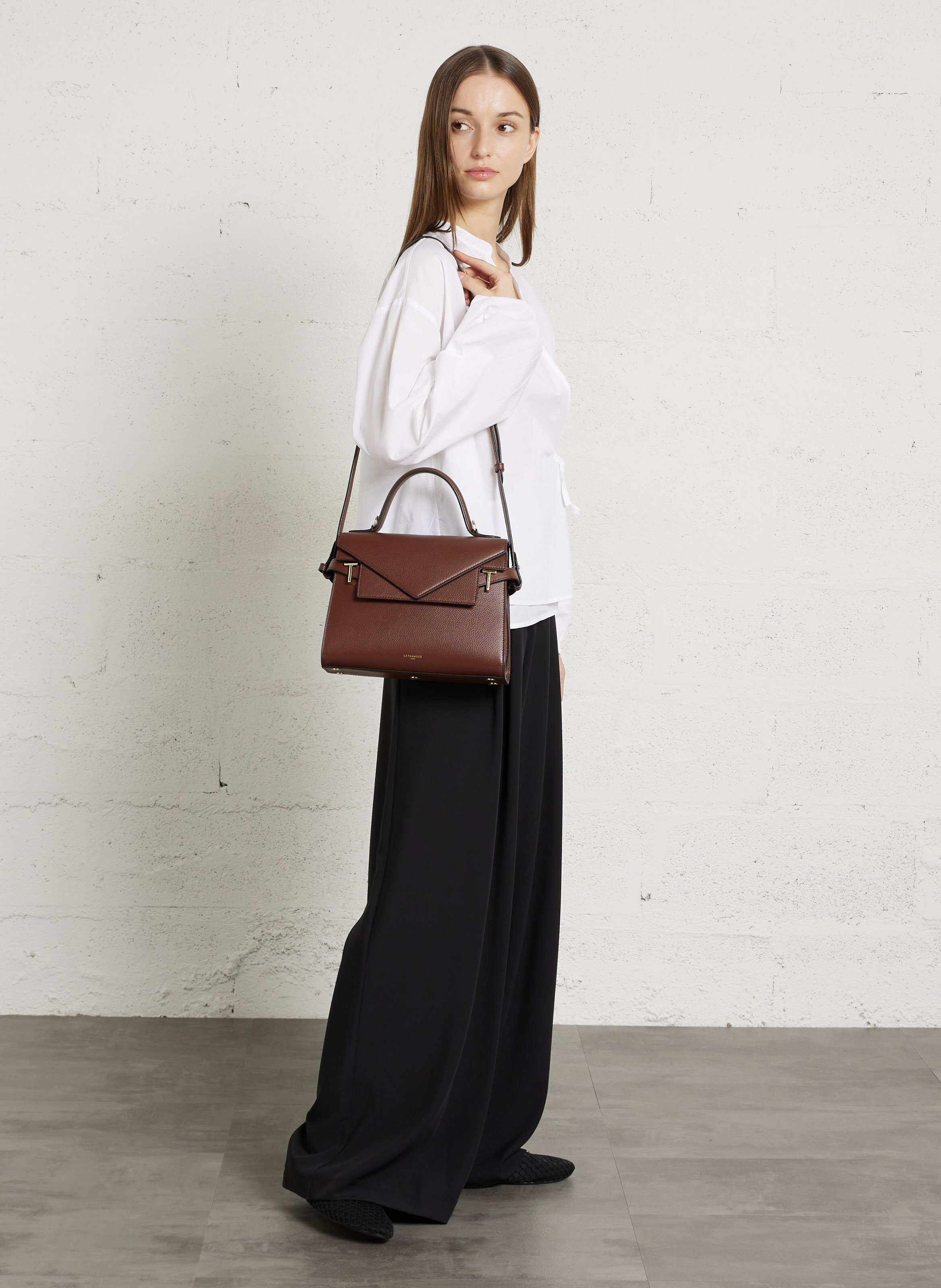 A-line leather skirt LE TANNEUR Brown