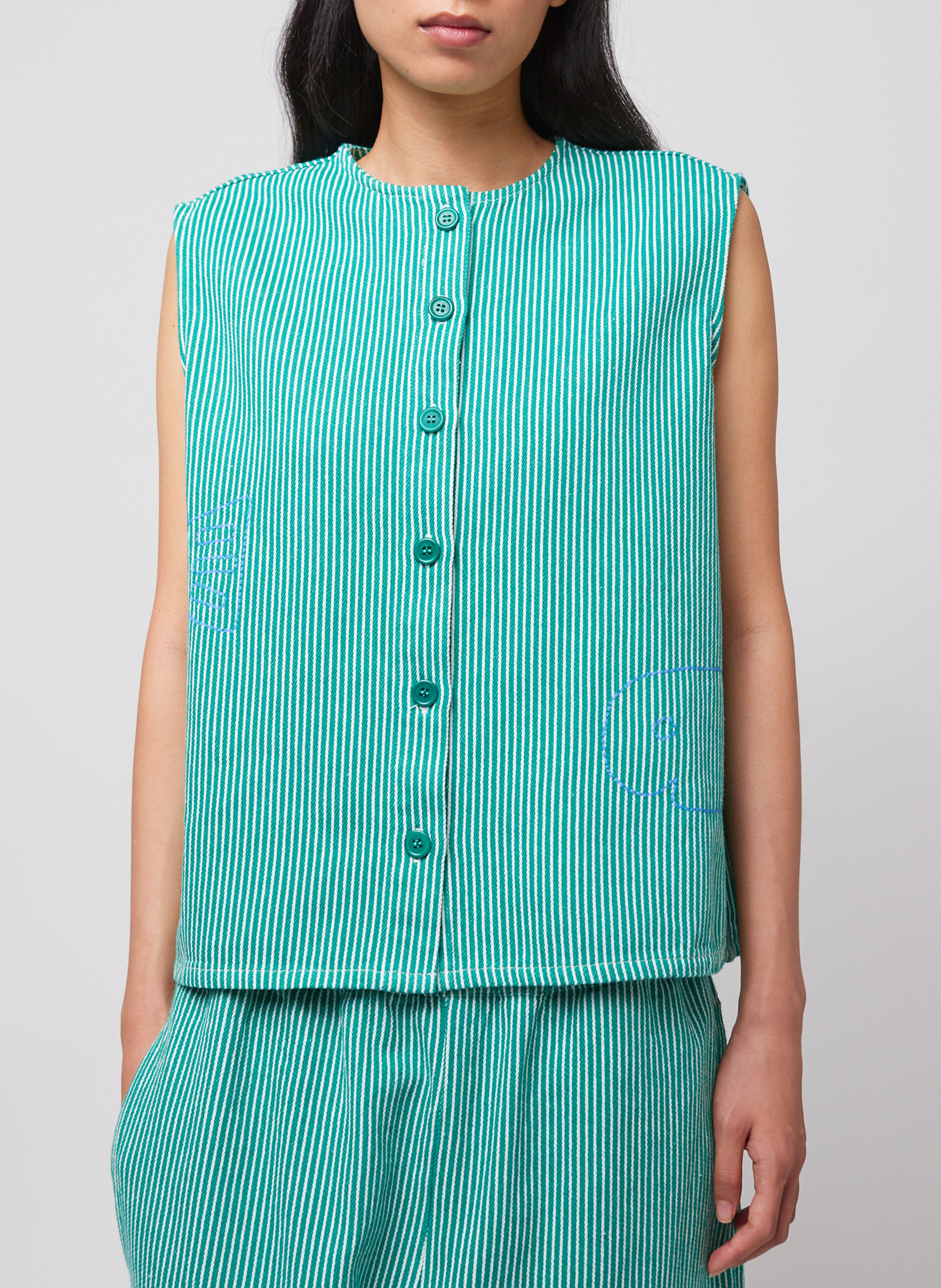 Rechte top met ronde hals van katoen BOBO CHOSES Groen