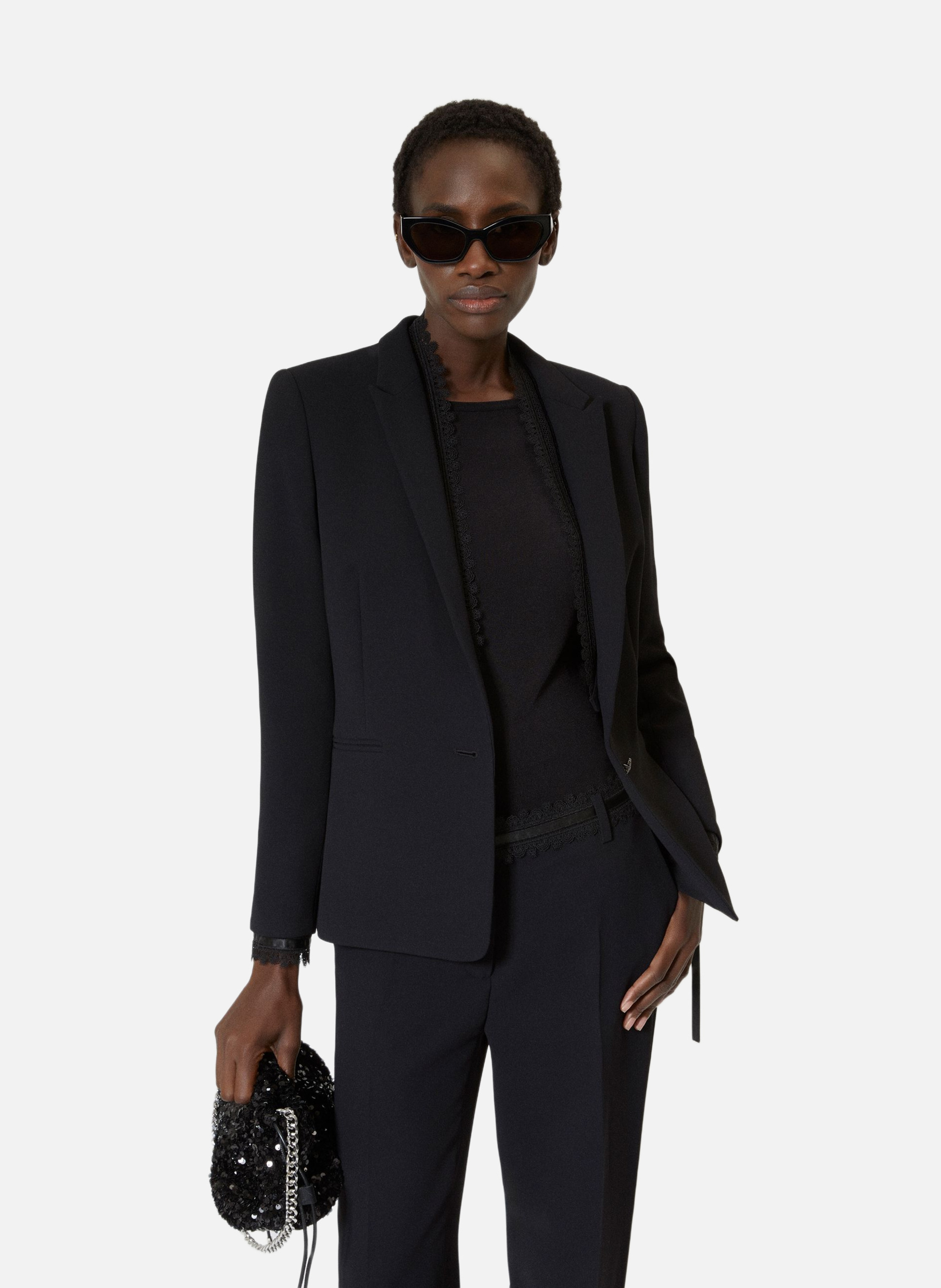 Tailored jacket with lace band THE KOOPLES Black