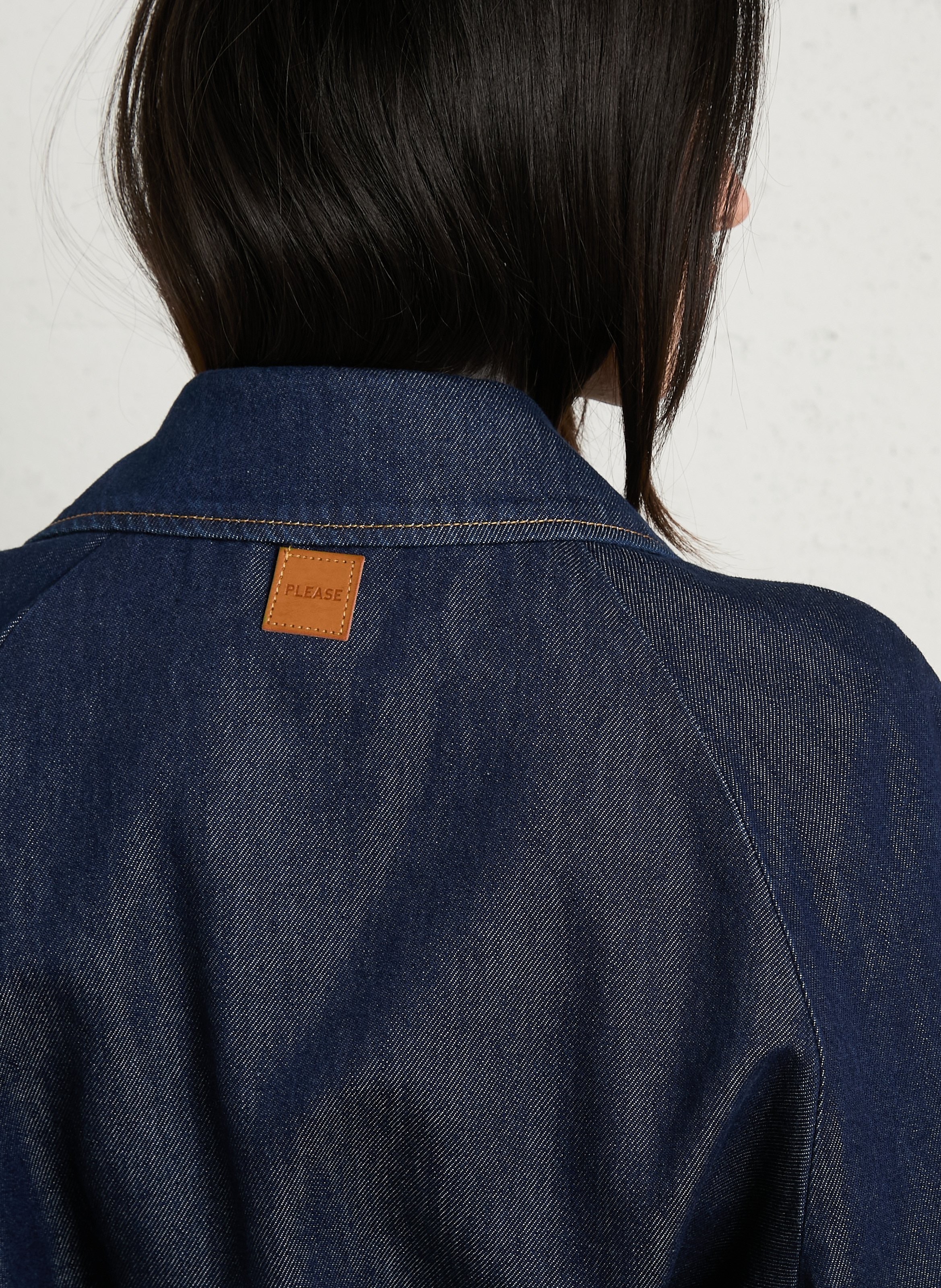 Tailored collar denim jacket in blended cotton PLEASE Blue