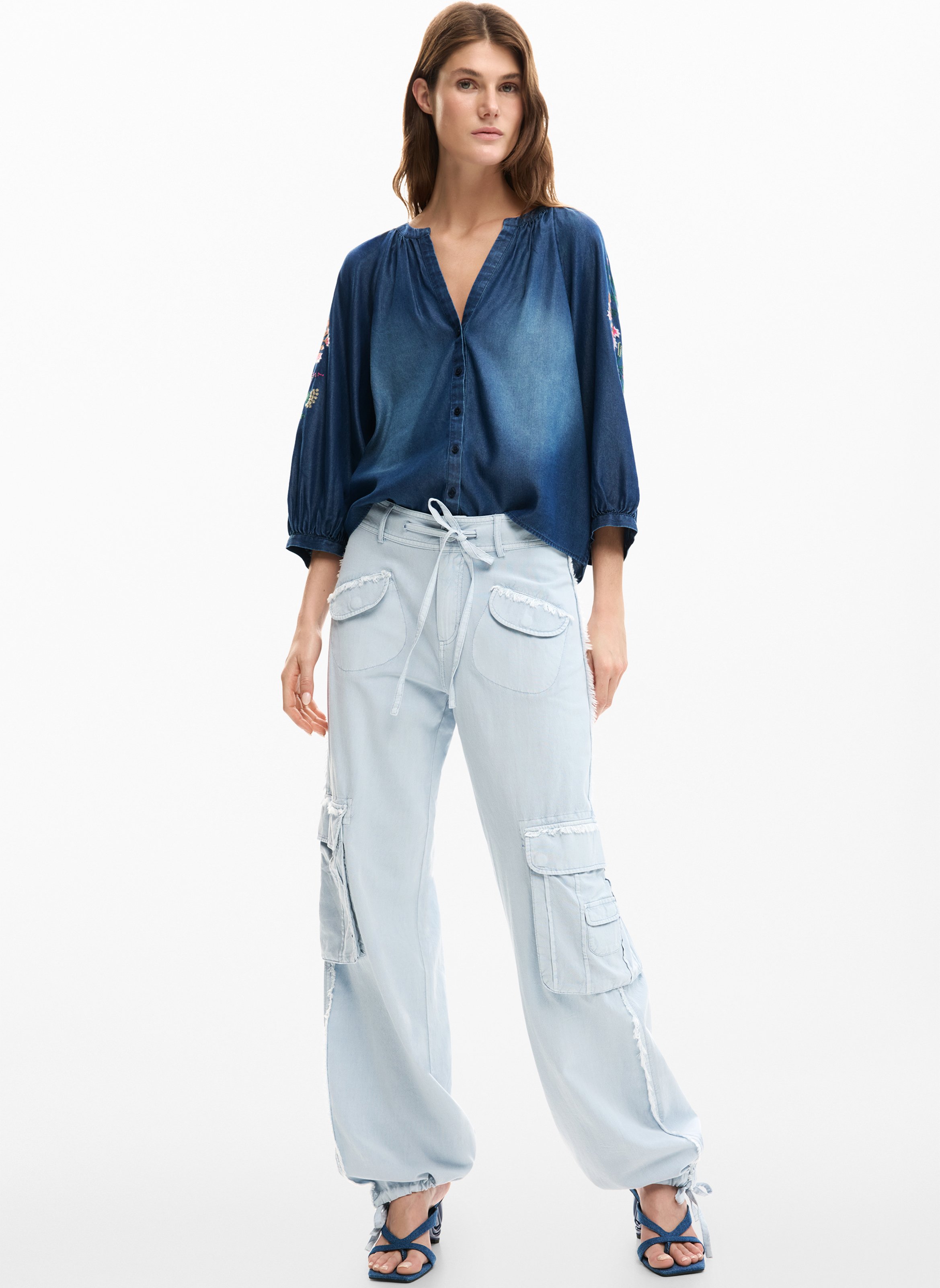 Bluse aus Denim DESIGUAL Blau