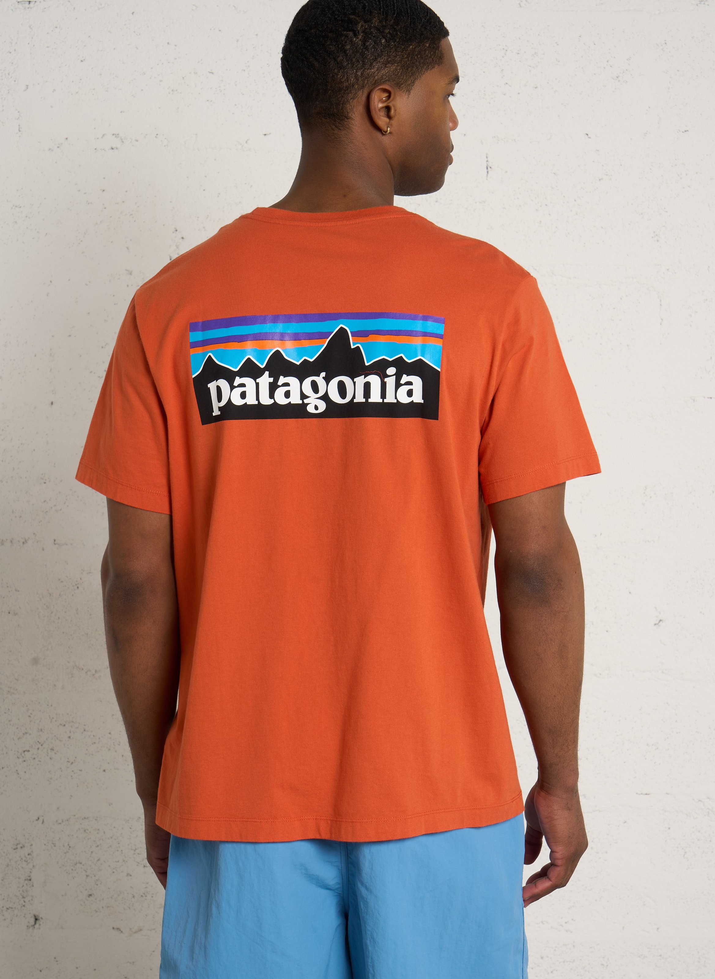 Oversize T-Shirt mit Rundhalsausschnitt aus Bio-Baumwolle mit Siebdruck PATAGONIA Orange