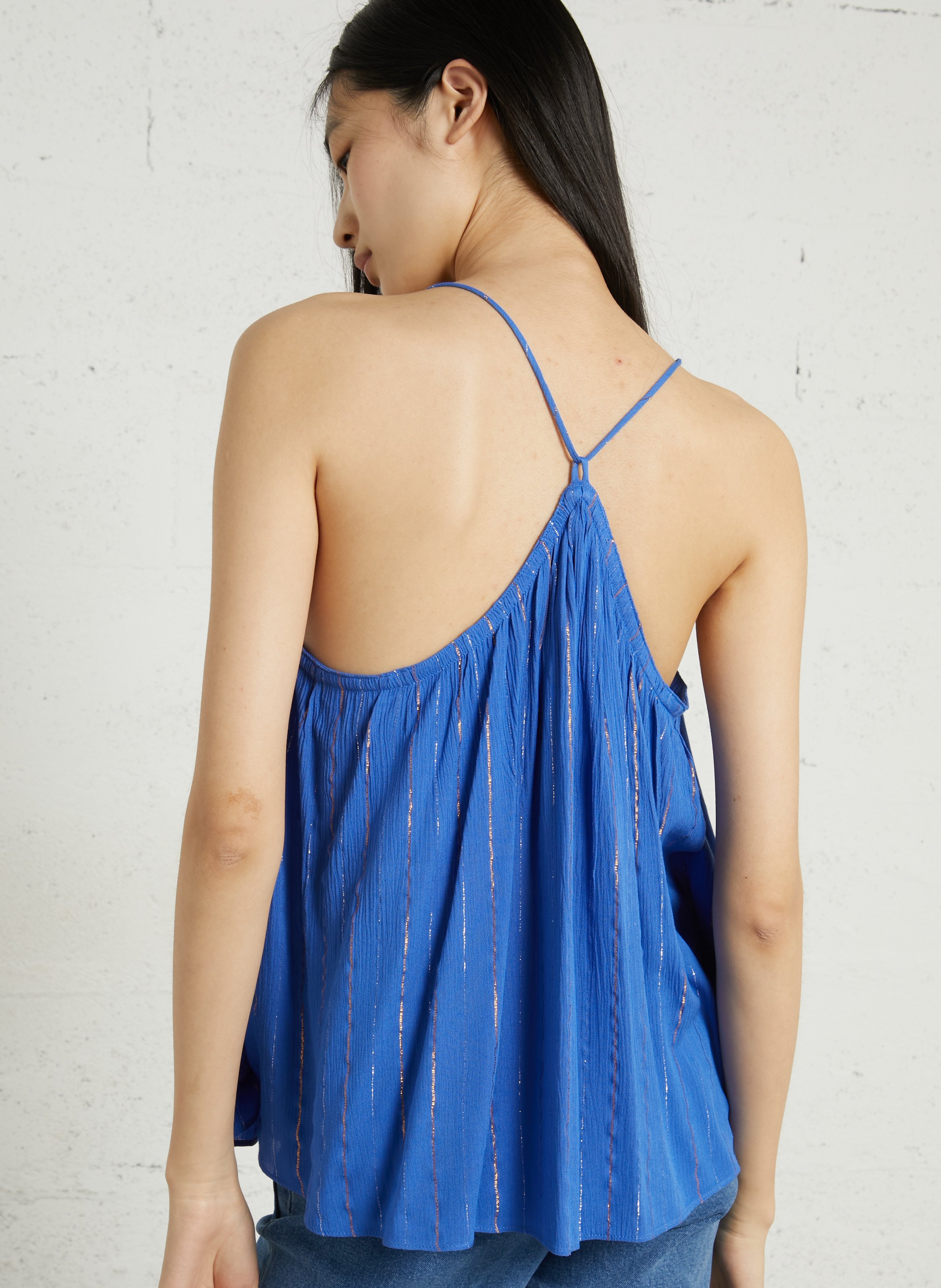 Top court ample à rayures métallisées SEE U SOON Bleu