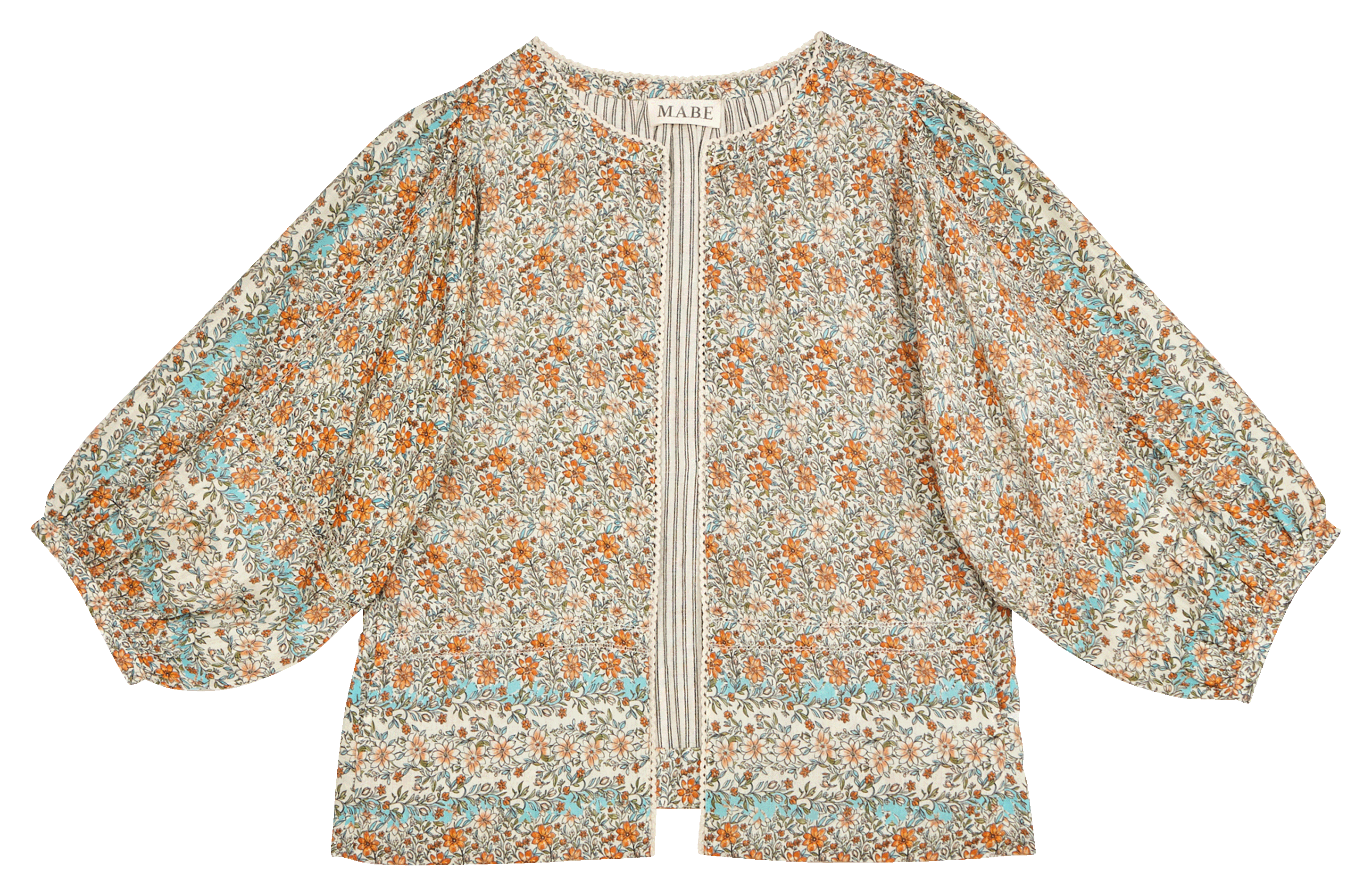 Recht katoenen jasje met ronde hals en print M.A.B.E Veelkleurig