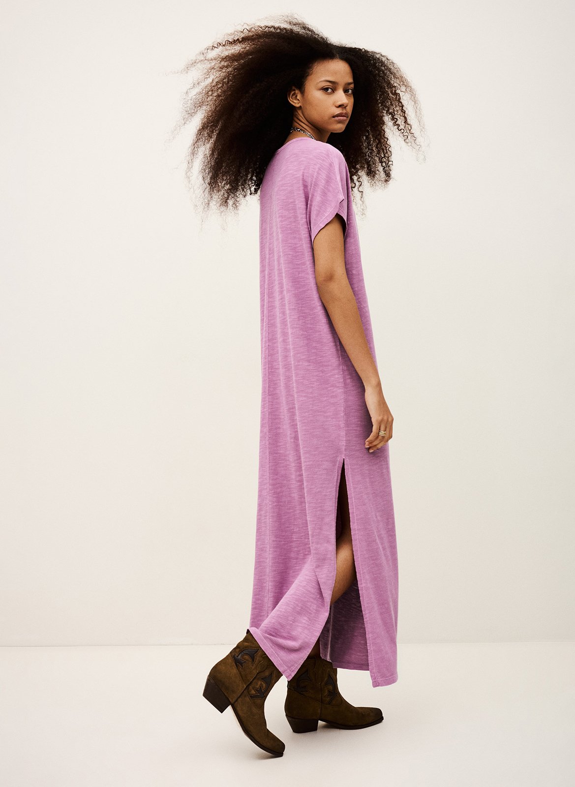 Halflange jurk met print en ronde hals BA&SH Roze