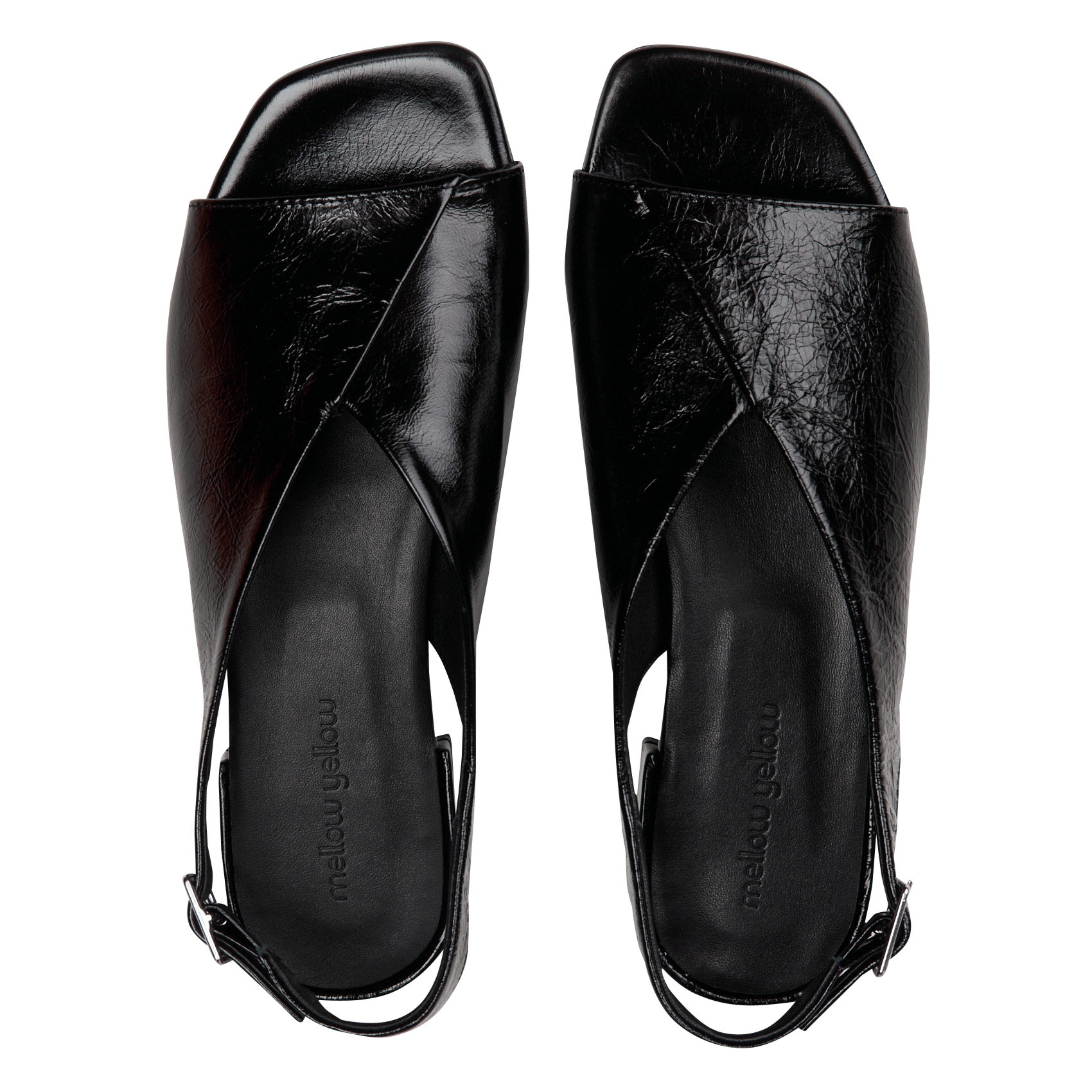 Sandales plates en cuir velours MELLOW YELLOW Noir