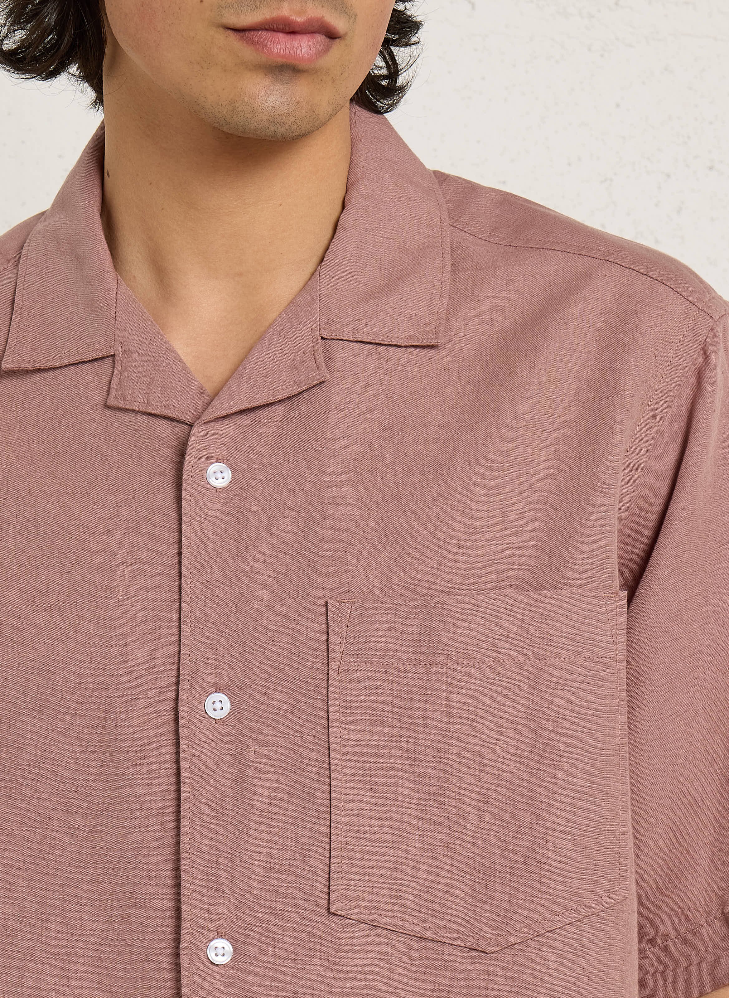 Chemise droite unie en lin mélangé MINIMUM Rose