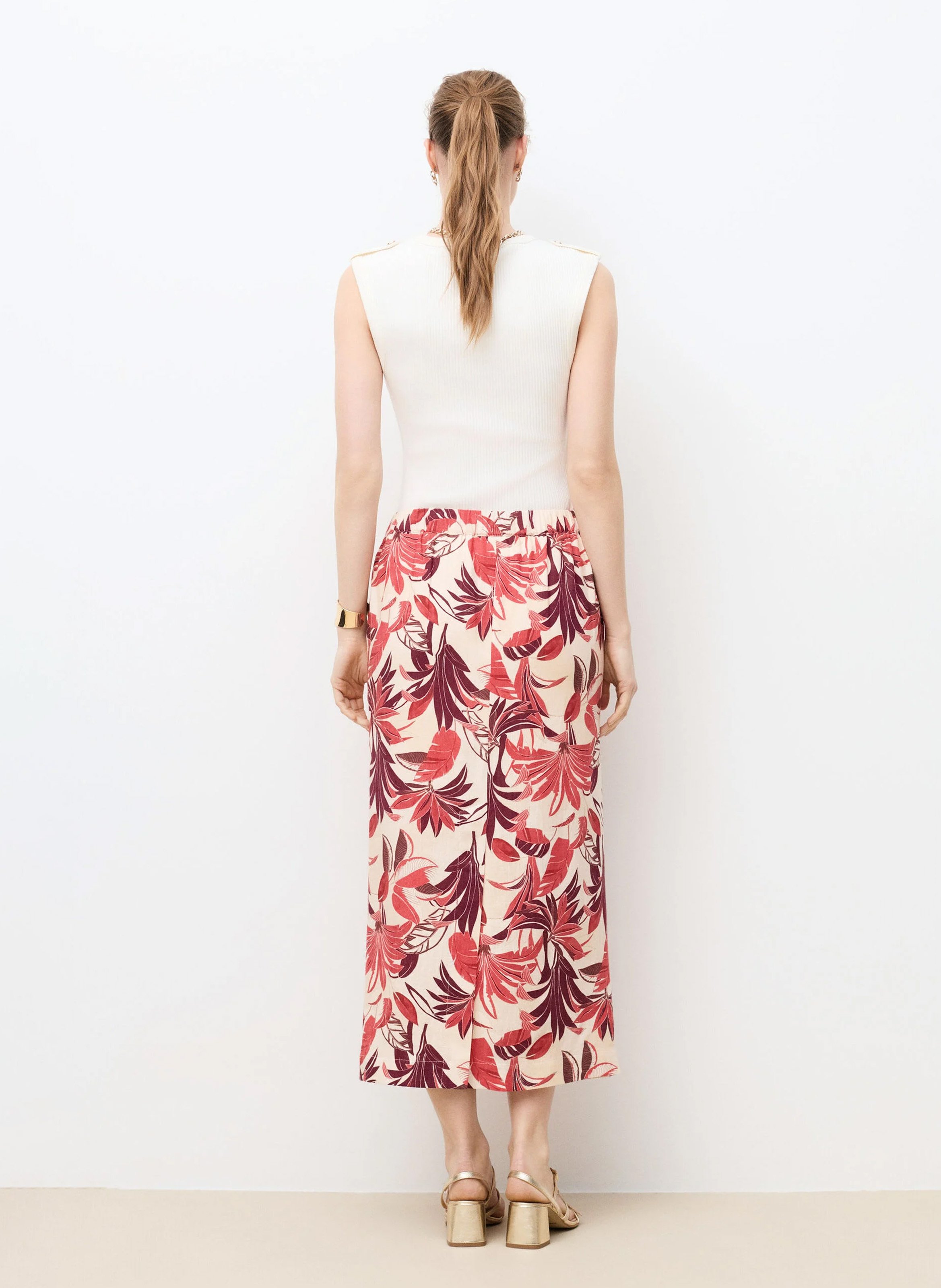 Jupe longue évasée CAROLL Beige