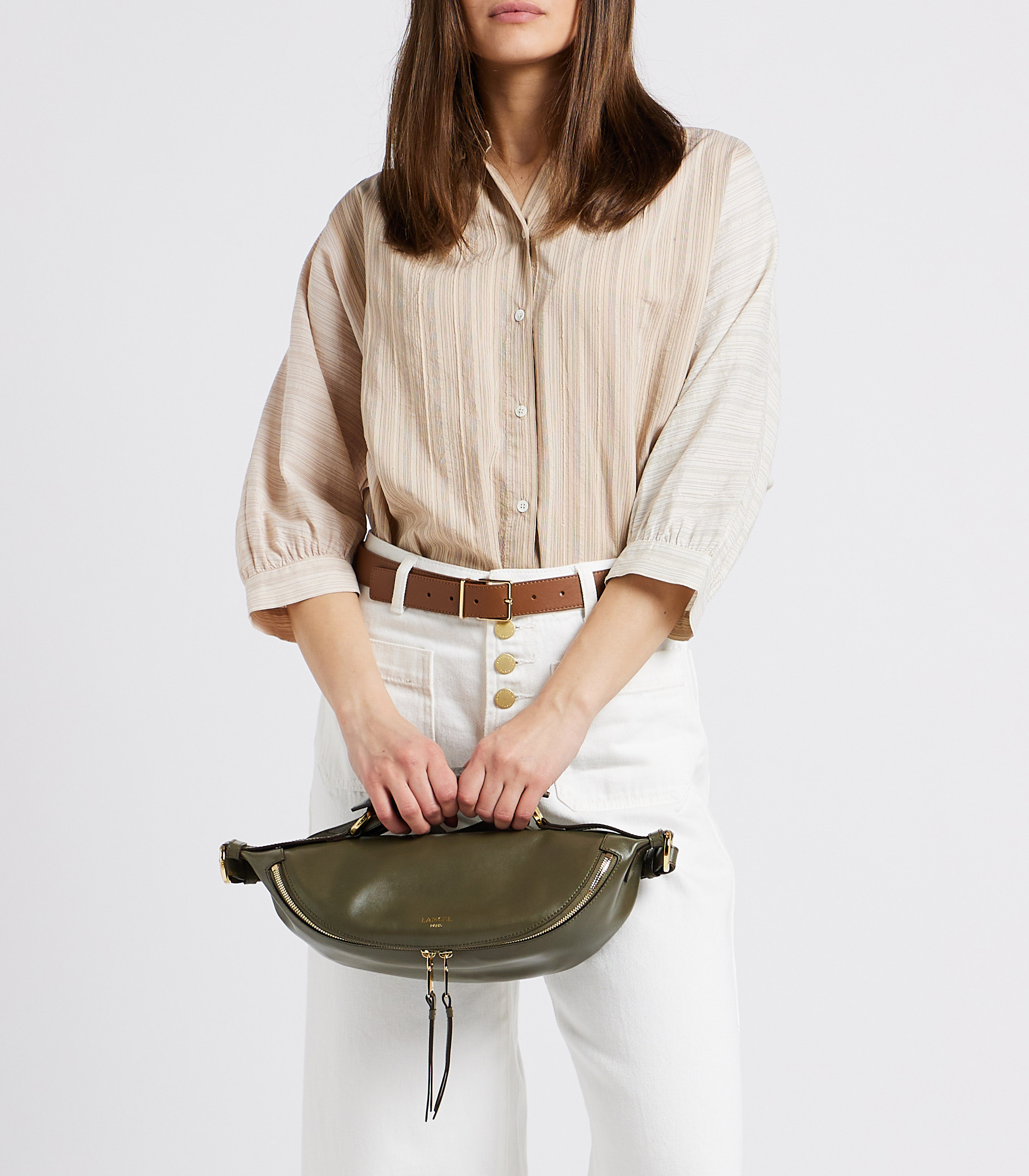 Umhängetasche aus Leder LANCEL Khaki