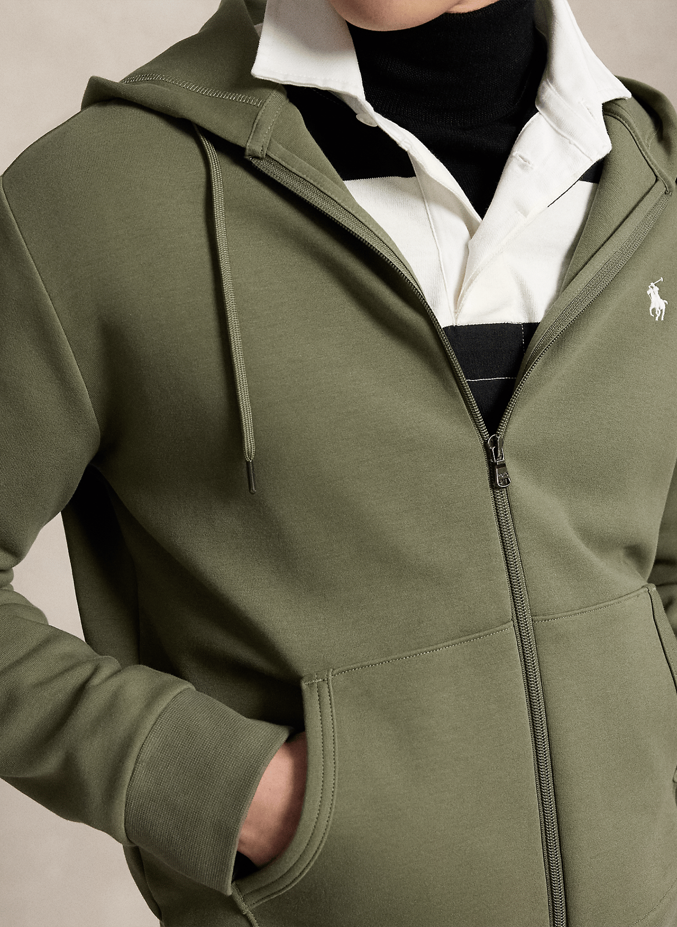 Sweat zippé à capuche en coton doux POLO RALPH LAUREN Vert