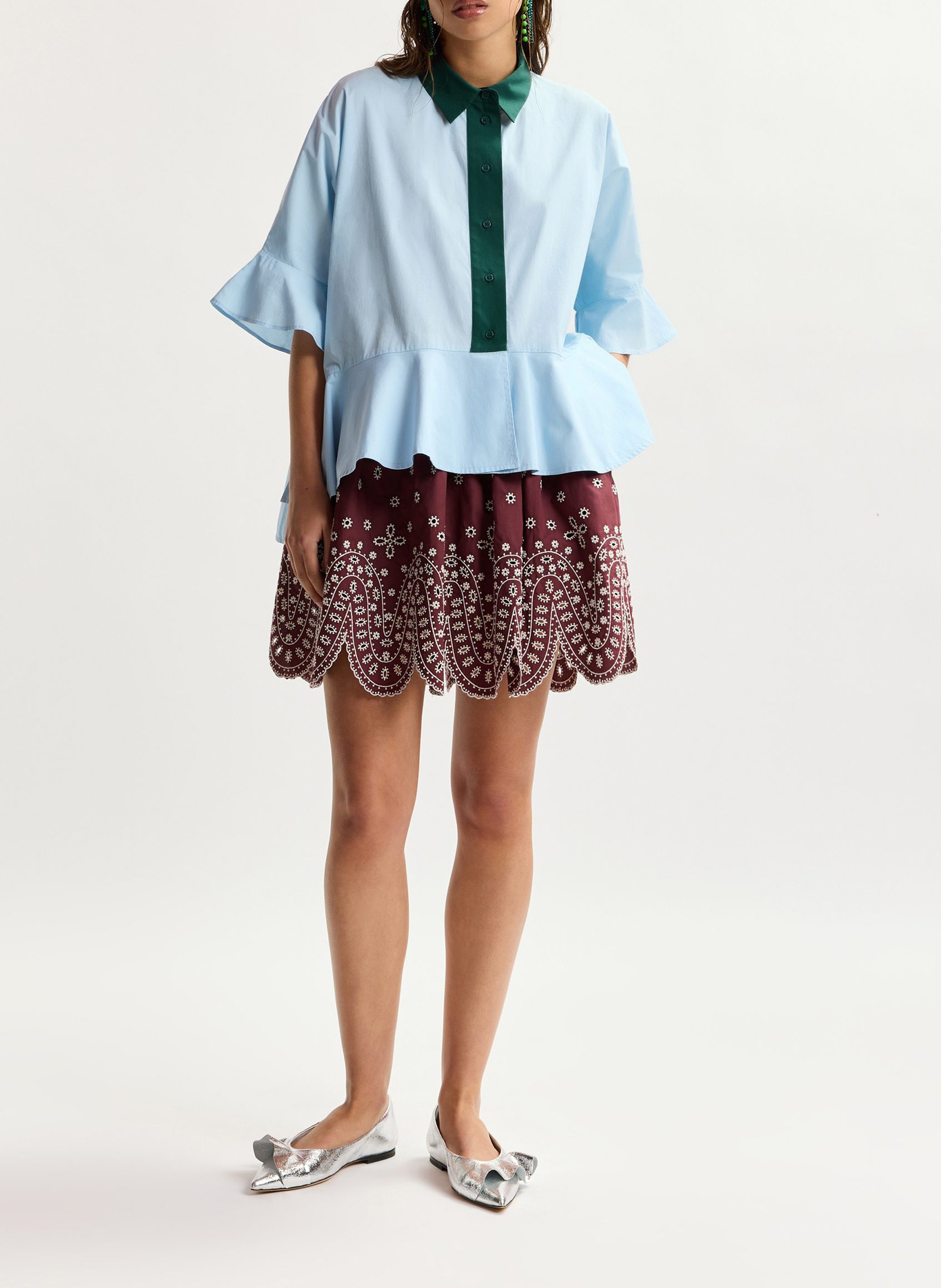 Oversize-Bluse aus Baumwolle mit klassischem Kragen ESSENTIEL ANTWERP Blau