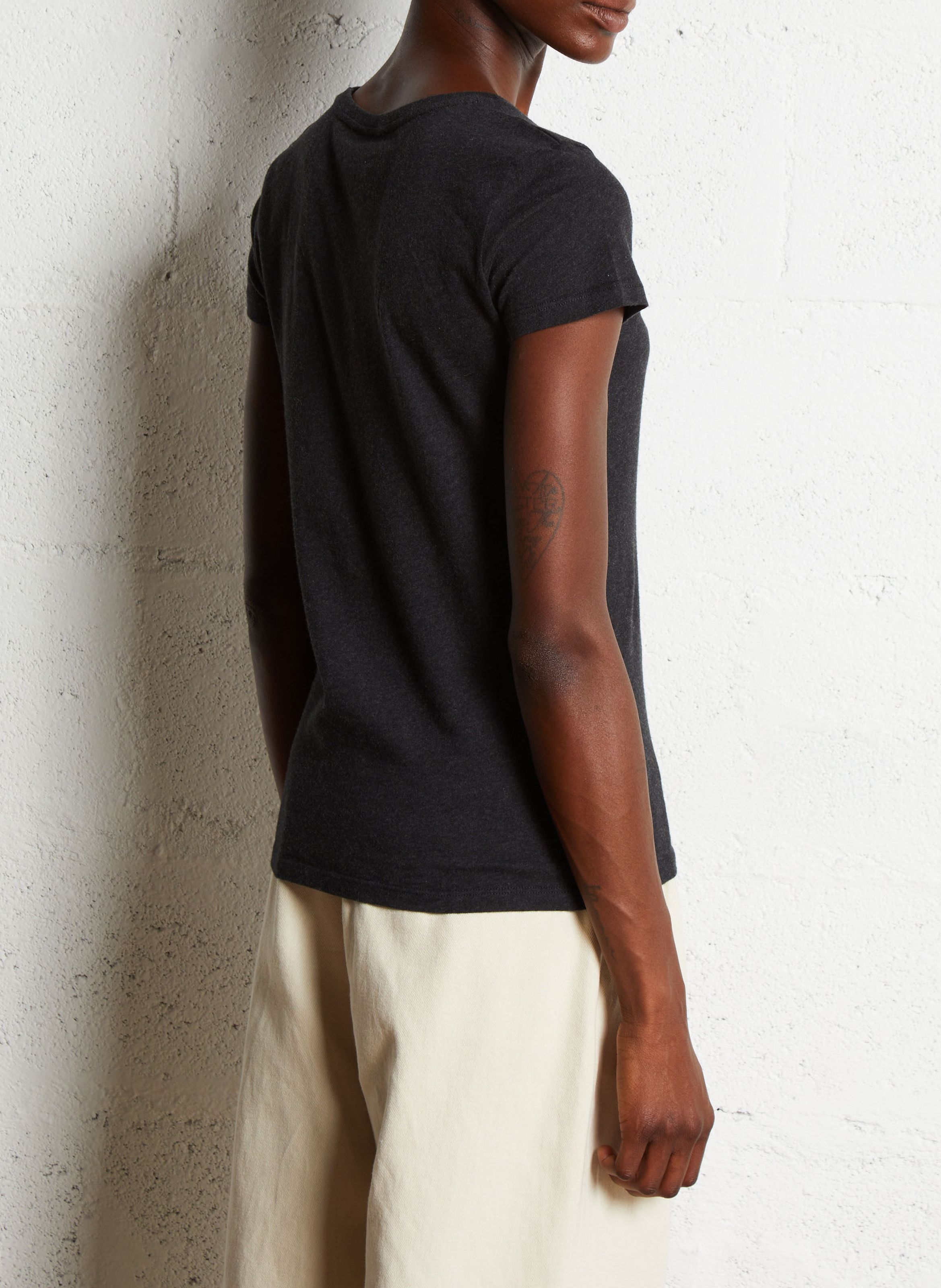 Rundhals-T-Shirt aus Baumwolle MAJESTIC FILATURES Schwarz