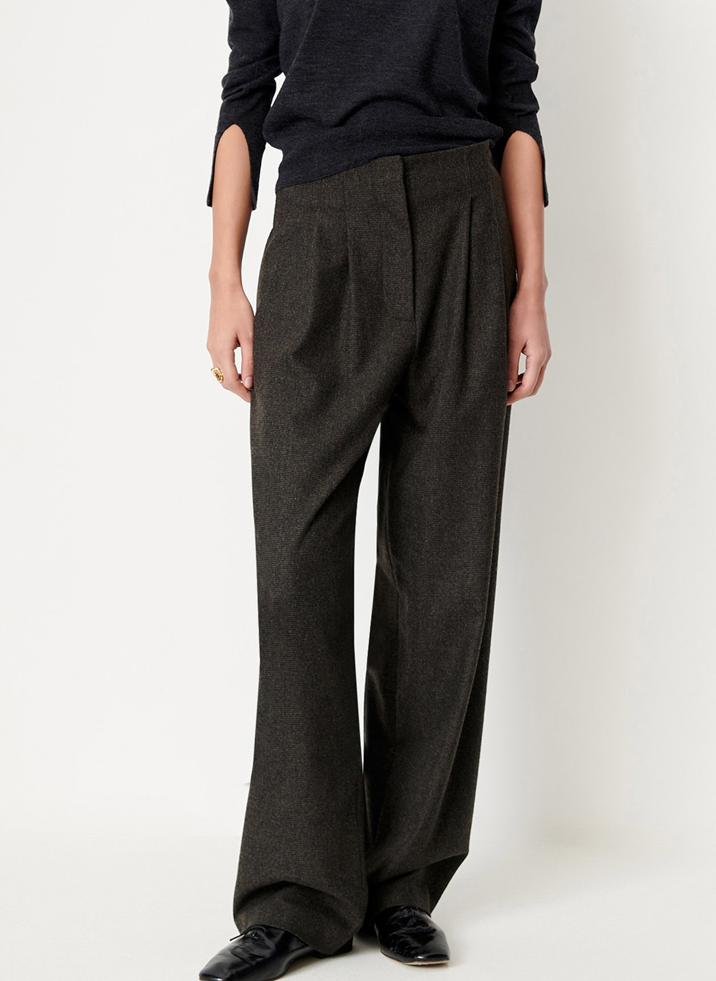 Pantalon droit taille haute à pinces SESSUN