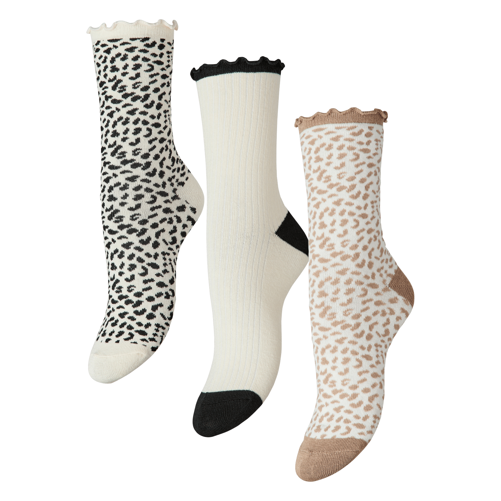 3 paar sokken - katoenblend PIECES Beige