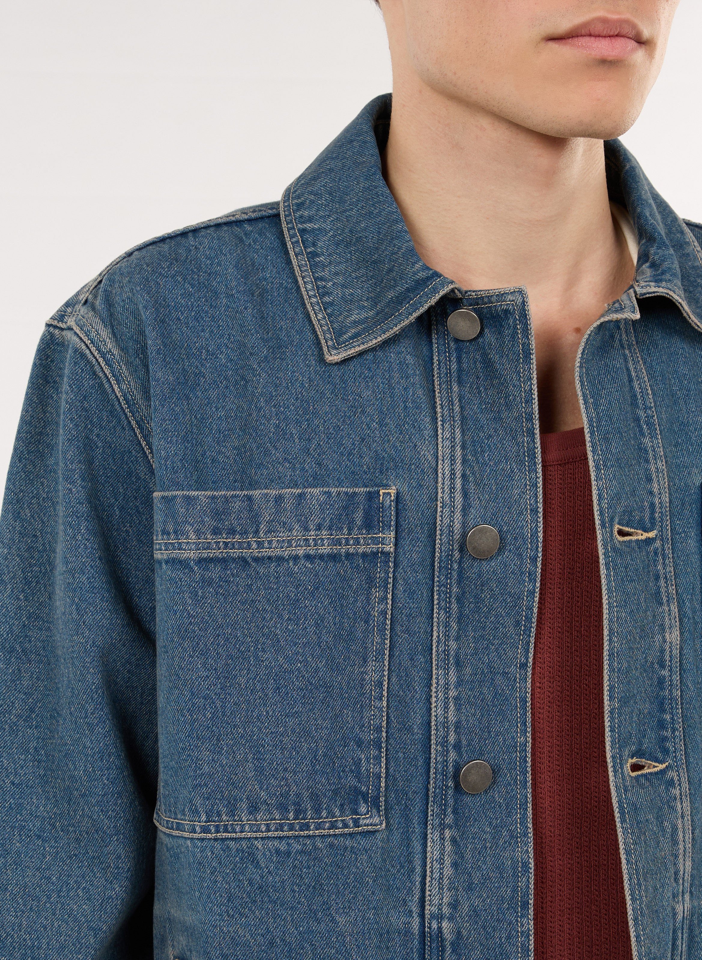 Oversize-Baumwolljacke mit klassischem Kragen SAISON 1865 Blau
