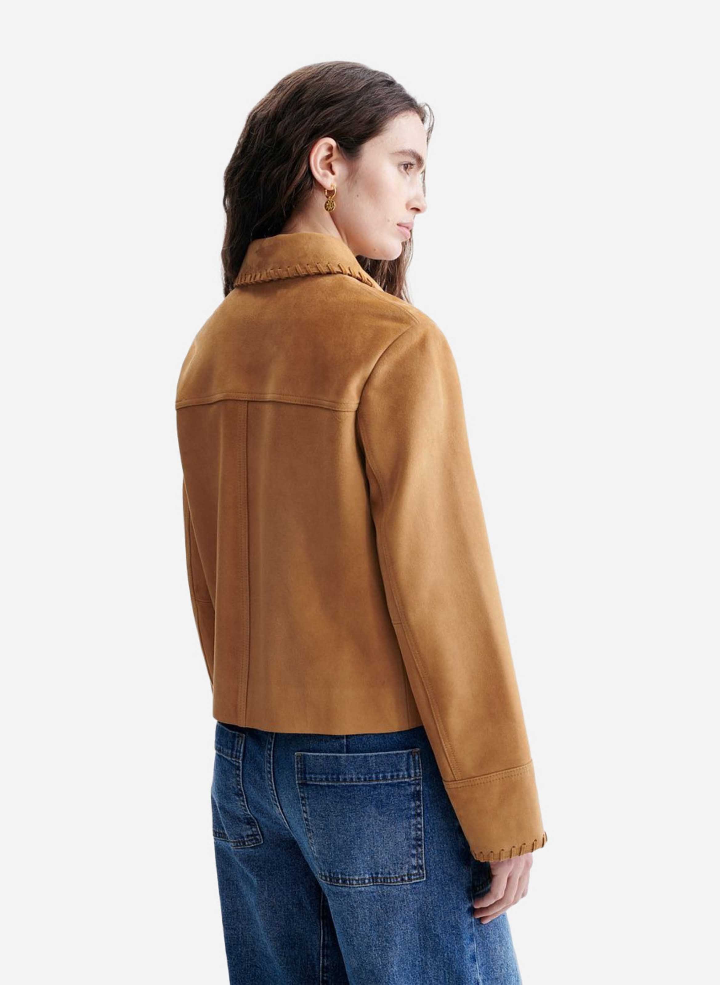 Veste col classique droite en cuir VANESSA BRUNO Marron