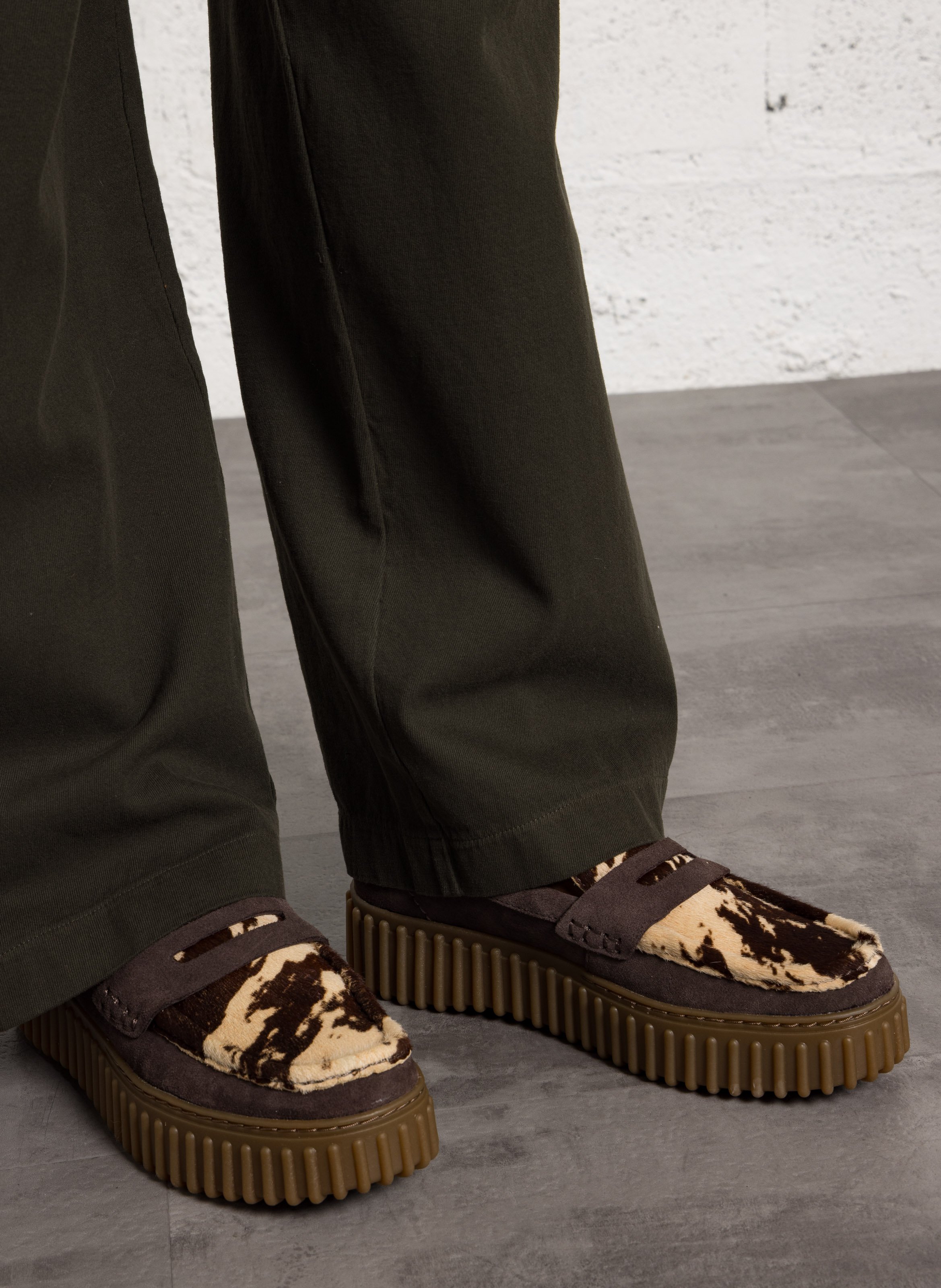 Cow print leather moccasins CLARKS Brown