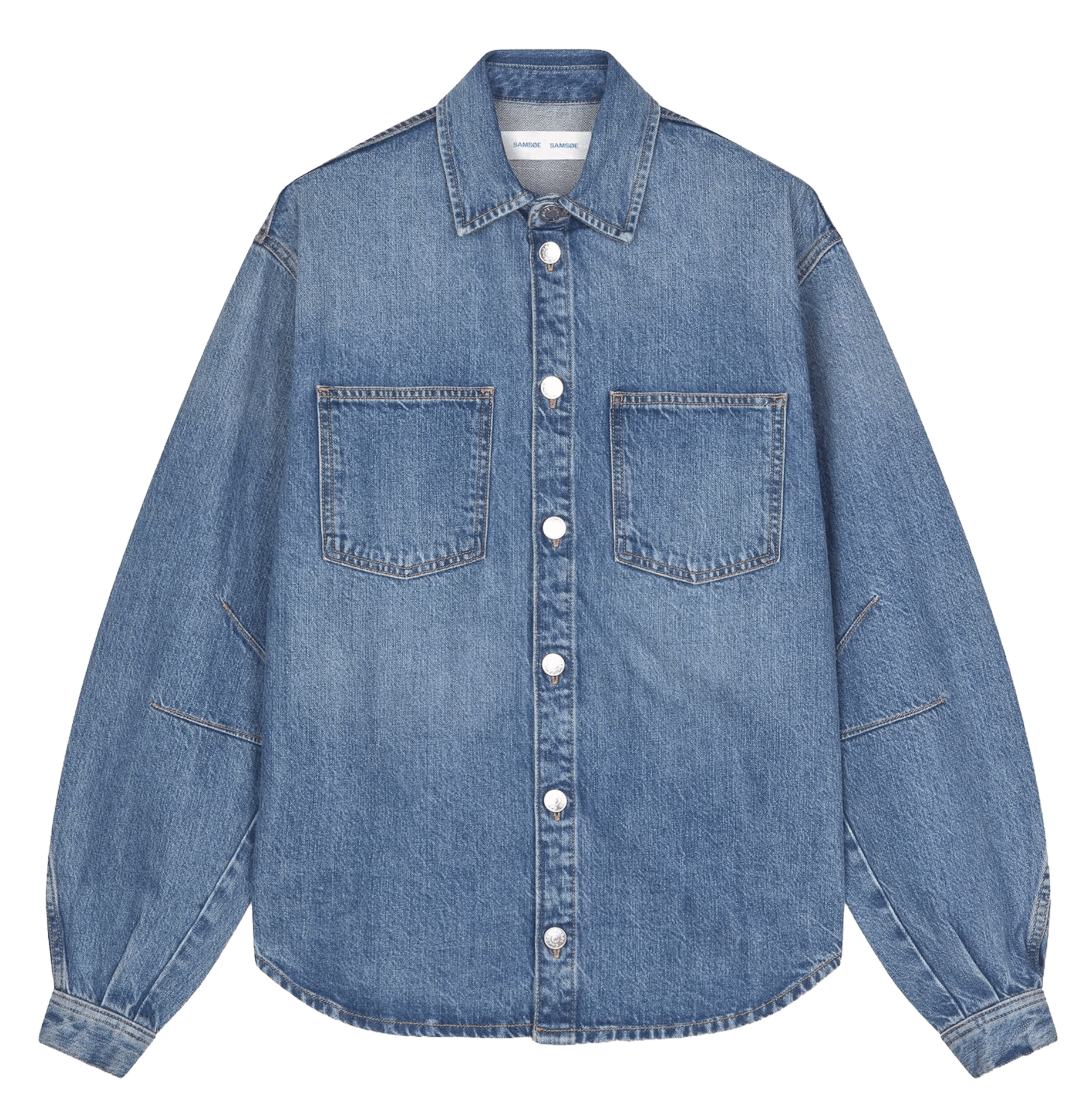 Chemise en jean oversize col classique en coton SAMSOE SAMSOE Bleu