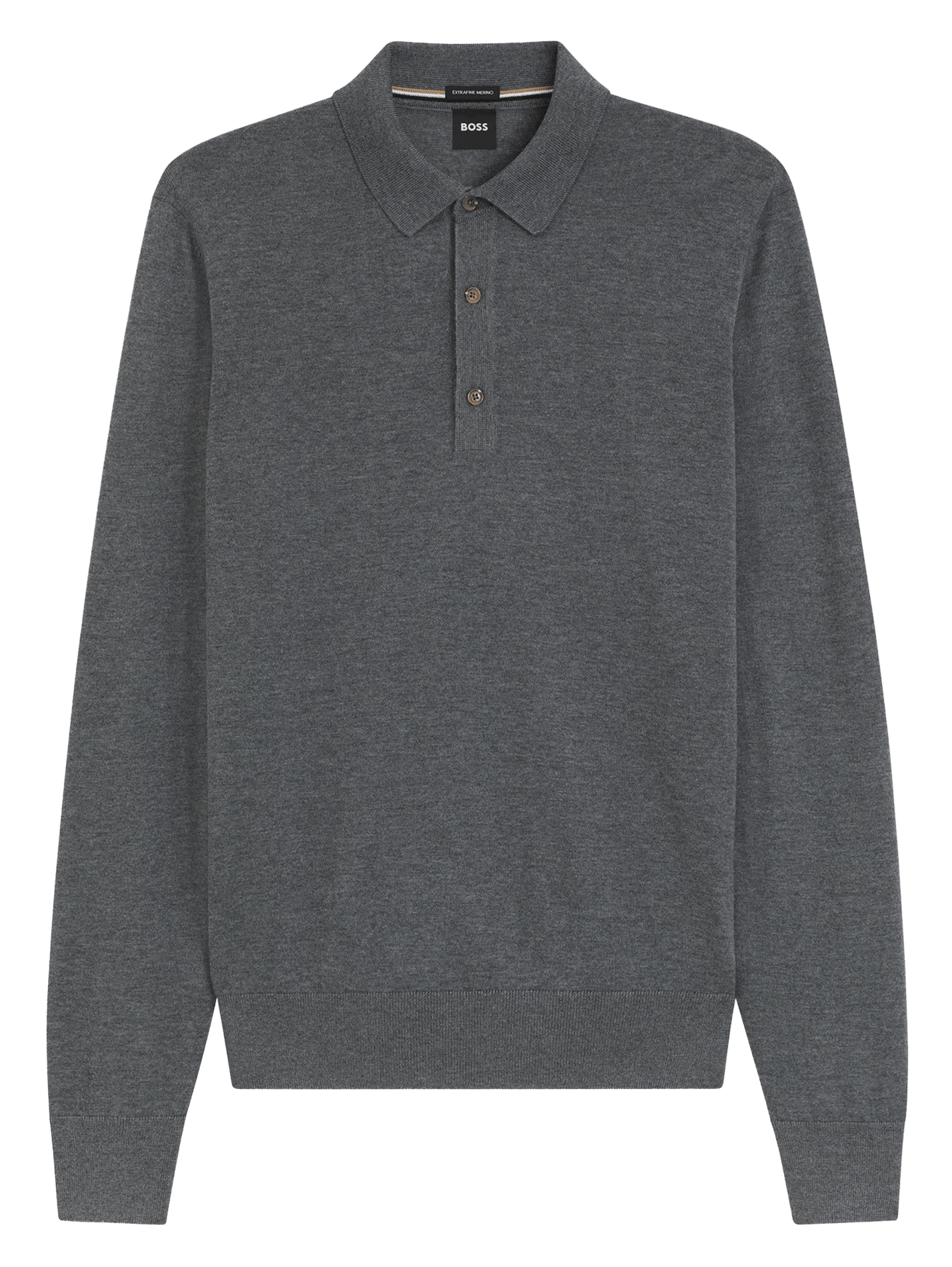 Polo manches longues uni en laine BOSS