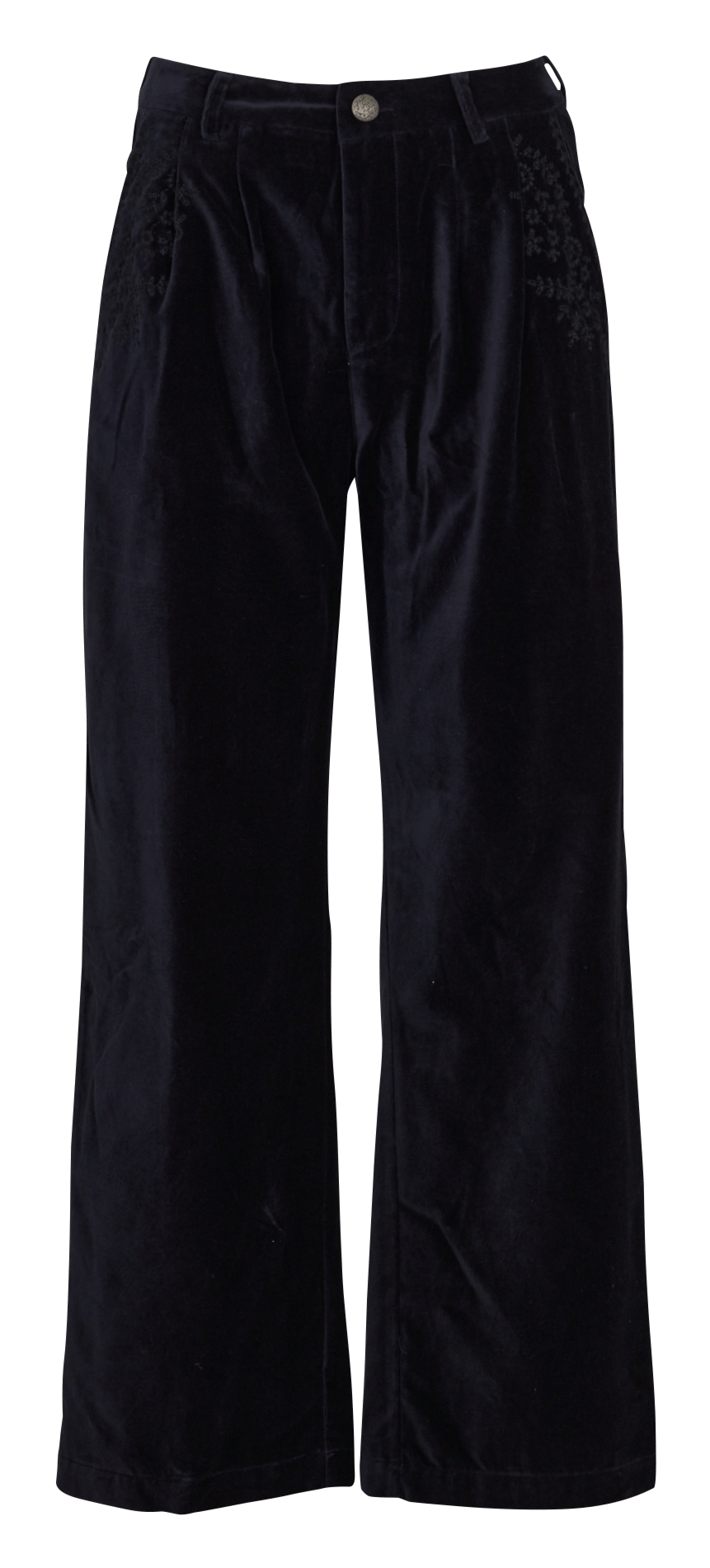 Pantalon large à broderie en velours en coton MAISON HOTEL Bleu