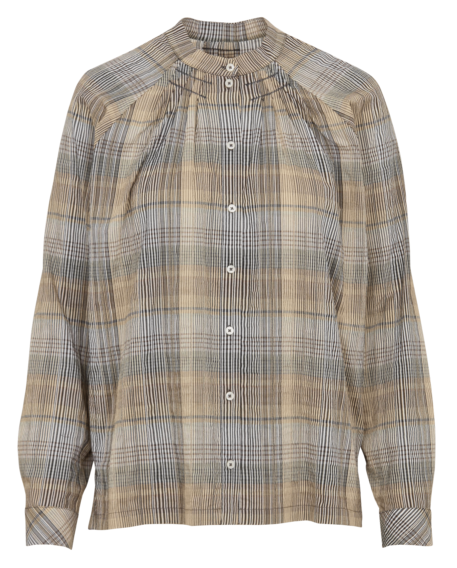 Geruite blouse met ronde hals COTELAC ACOTE Beige