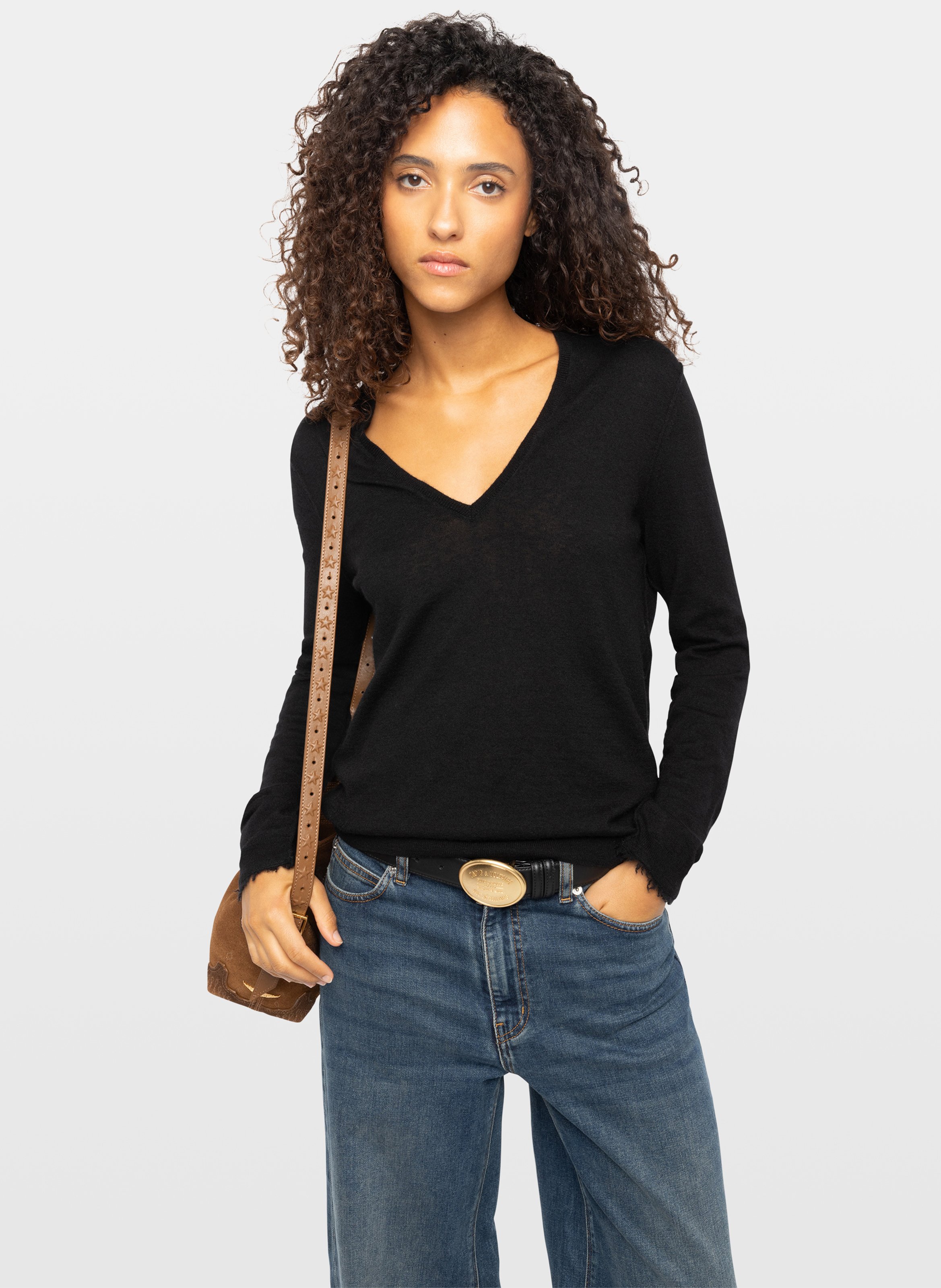 Pull ajusté col V en cachemire ZADIG&VOLTAIRE Noir