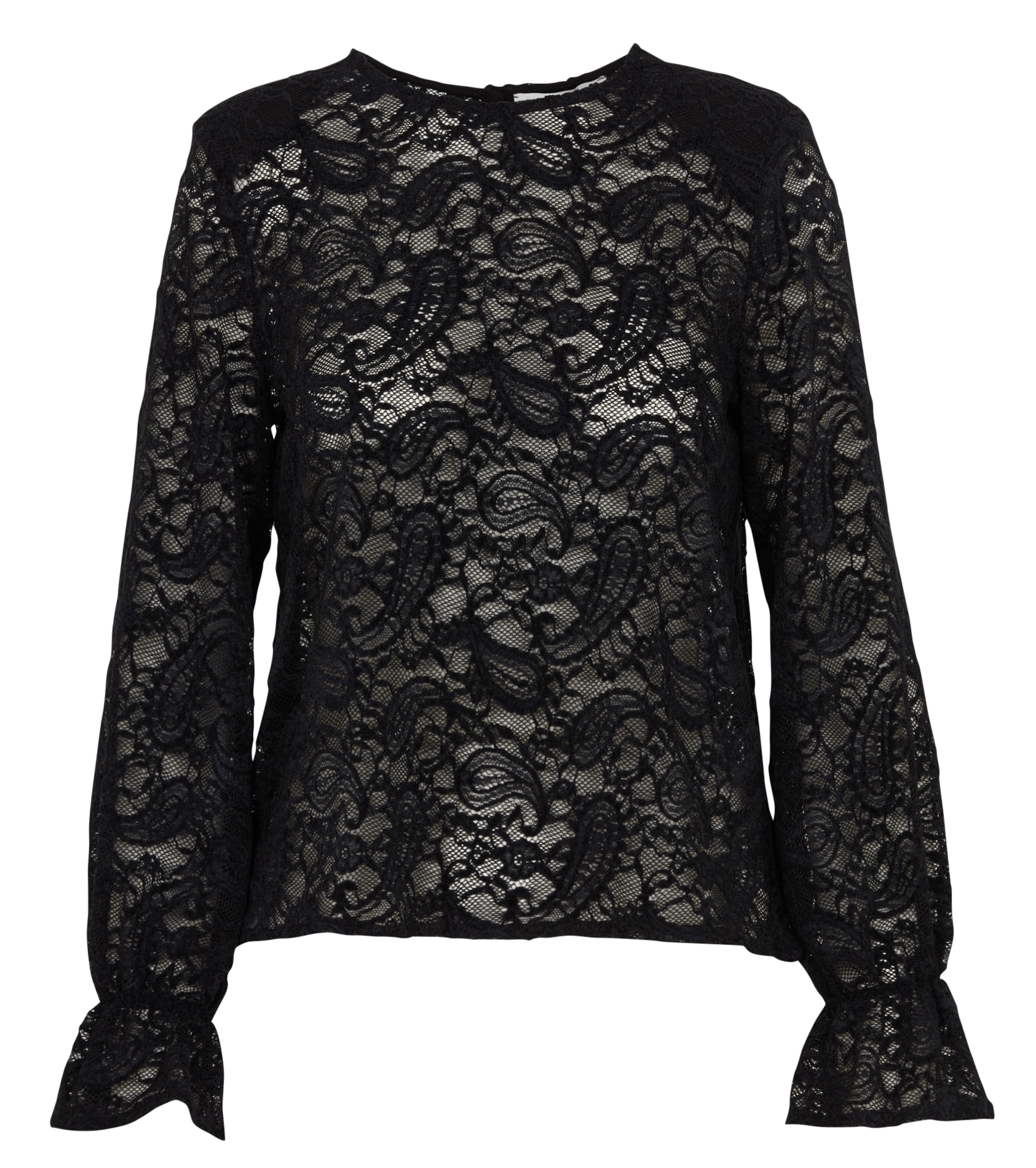 Top droit manches longues en dentelle PLEASE Noir