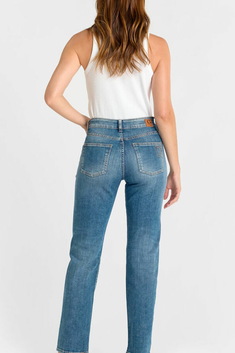 High-waisted straight-leg zip jeans LE TEMPS DES CERISES Blue