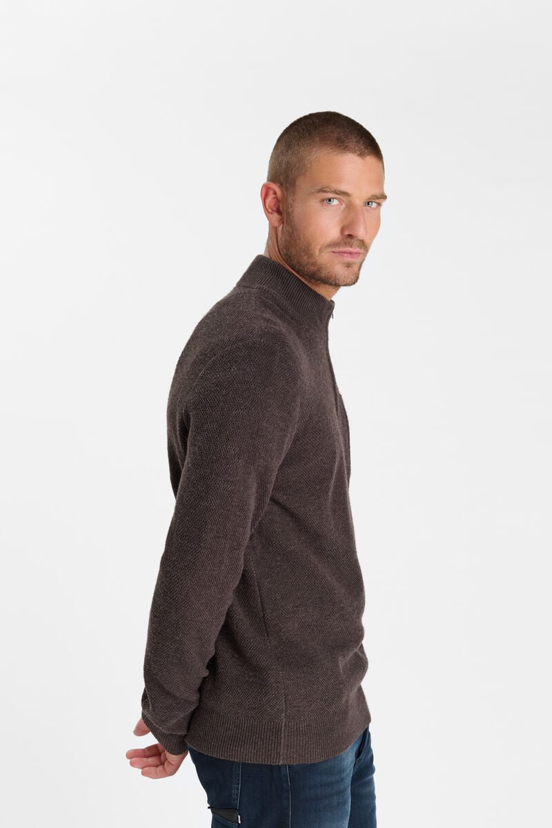 Zip-up high-neck sweater LE TEMPS DES CERISES Brown