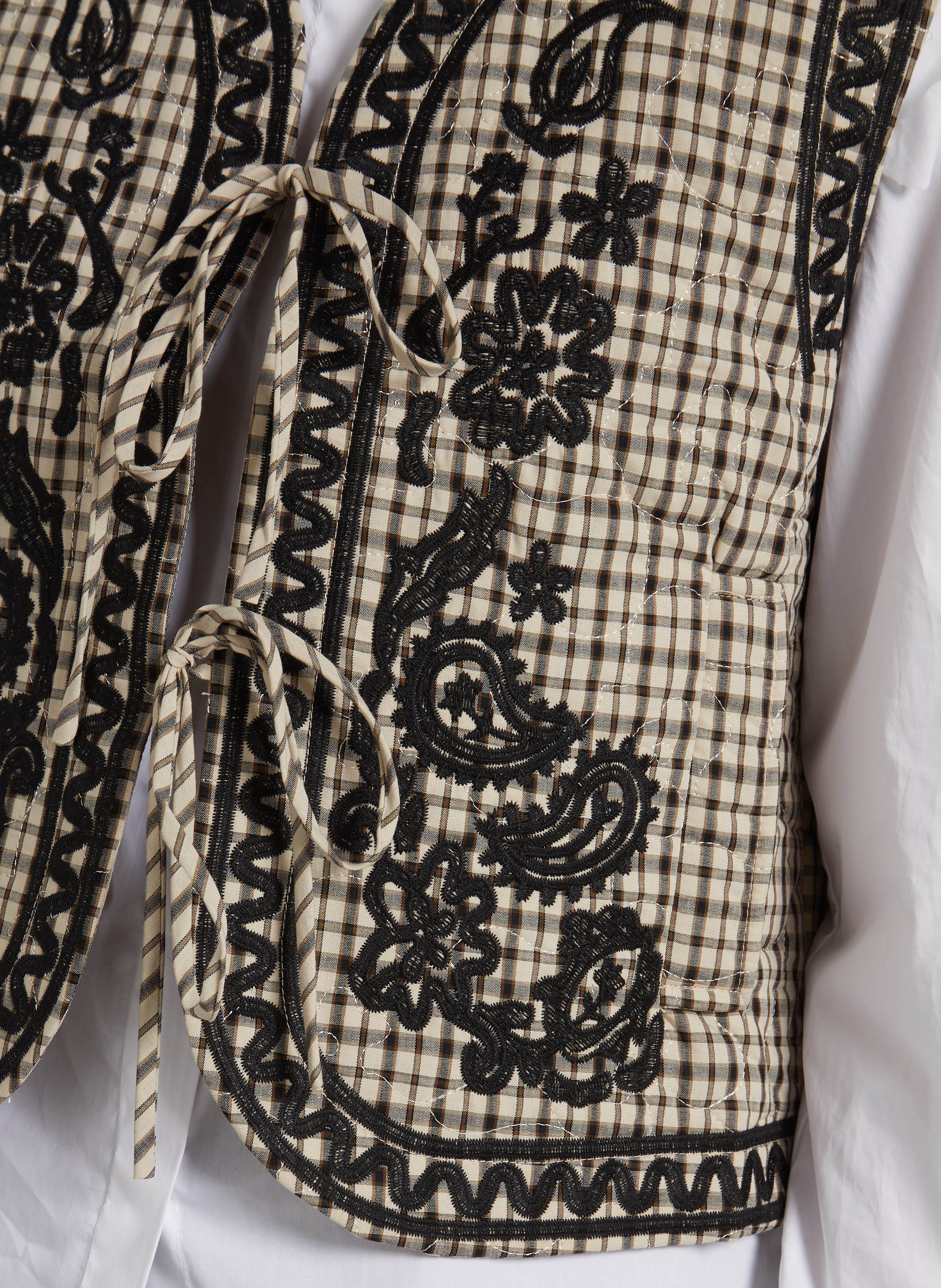 Gilet droit à carreaux brodé en coton mélangé THE KORNER Beige