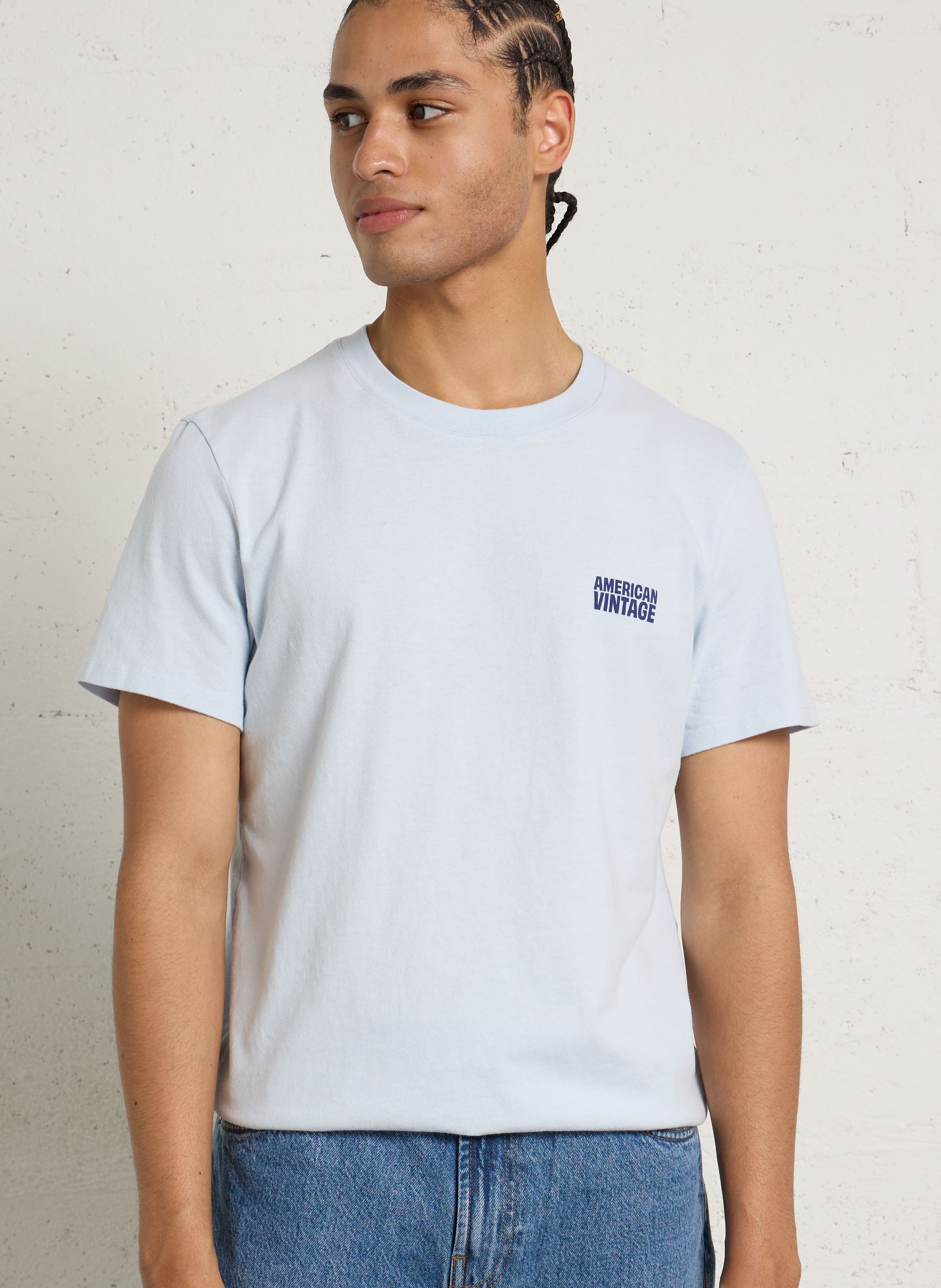 Tee-shirt droit col rond en coton AMERICAN VINTAGE