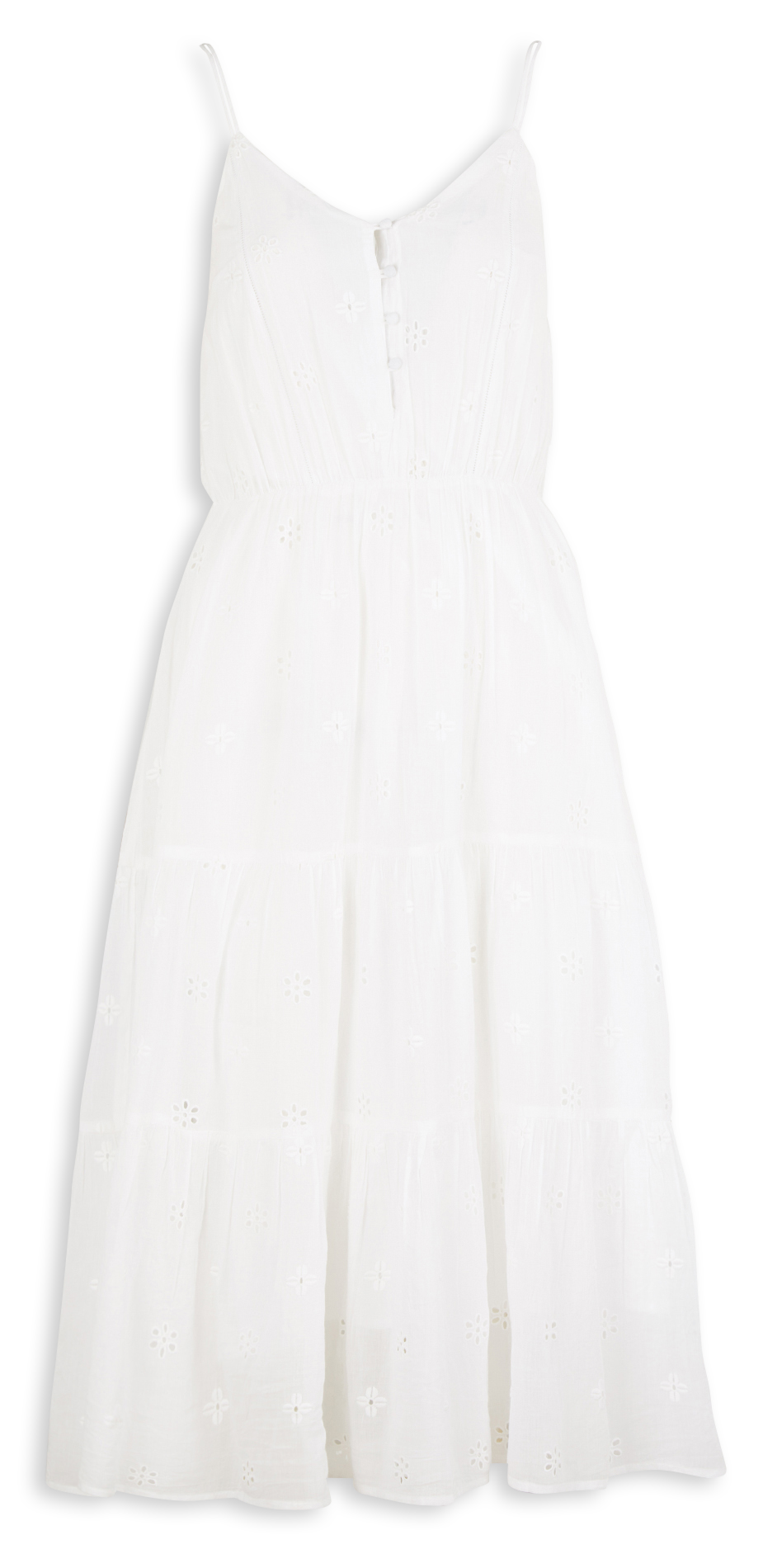 Lange, katoenen jurk met schouderbandjes LA PETITE ETOILE Wit