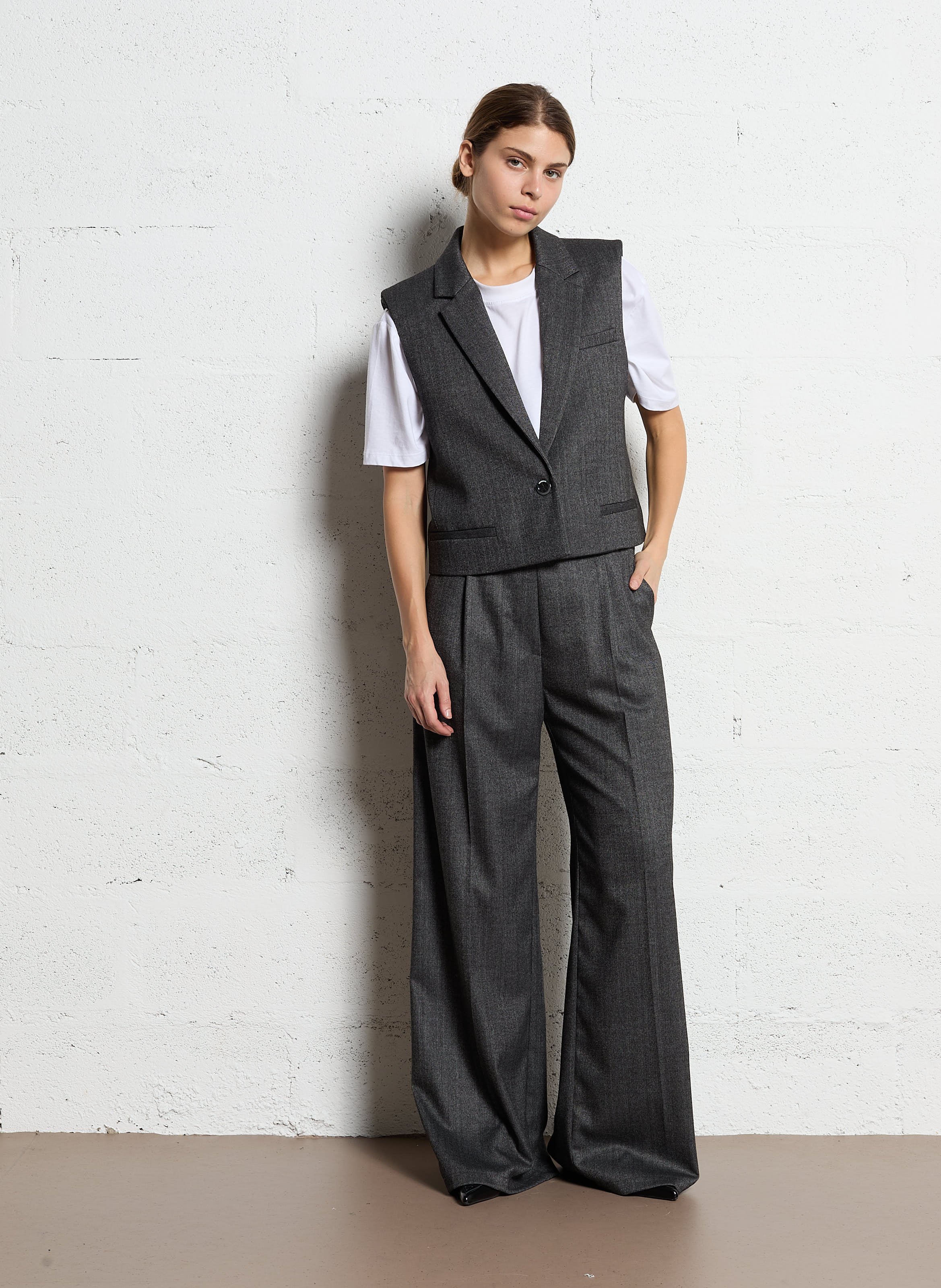 Straight blazer with lapel collar IMPERIAL Grey