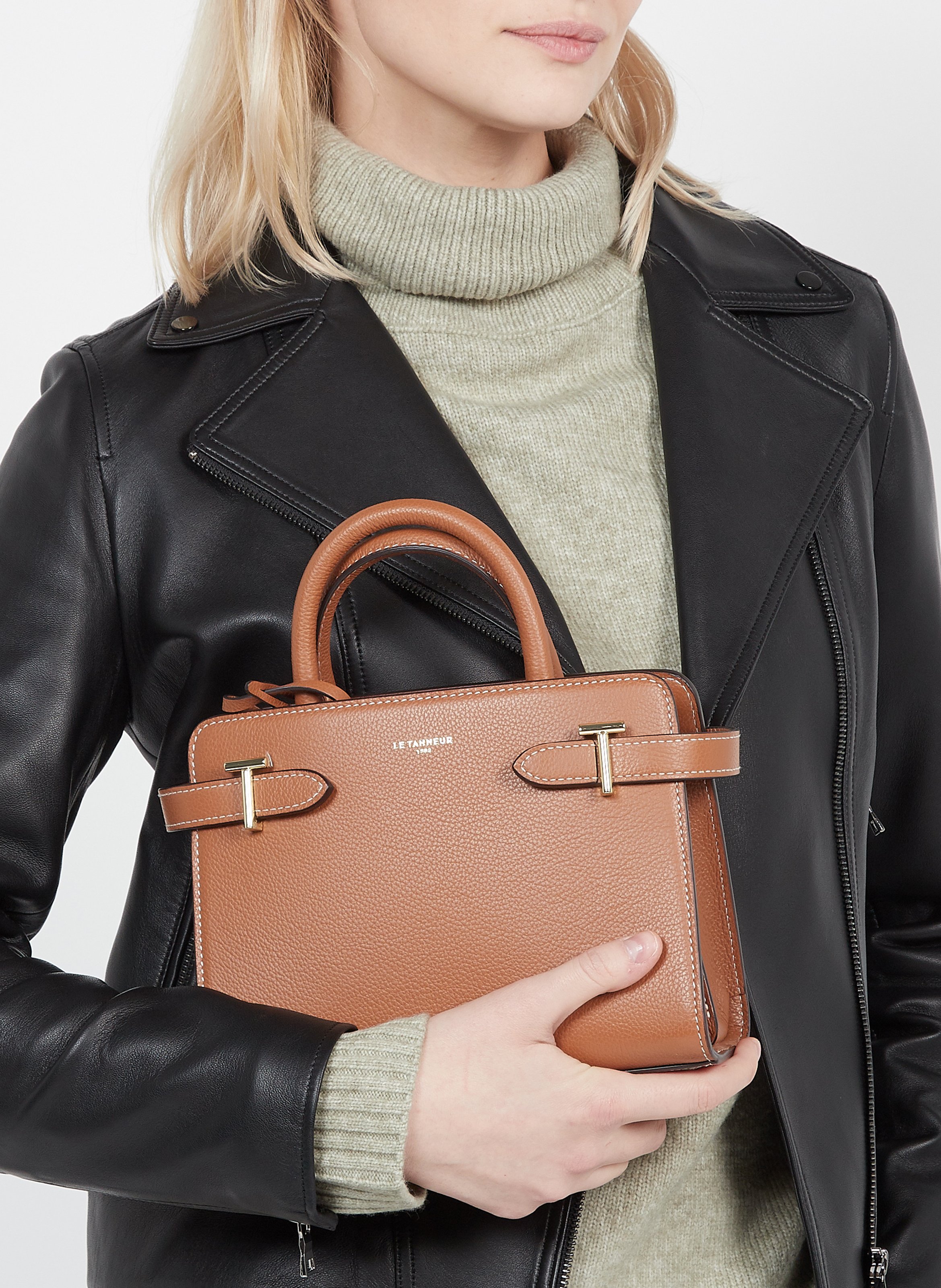 Leather handbag LE TANNEUR Brown