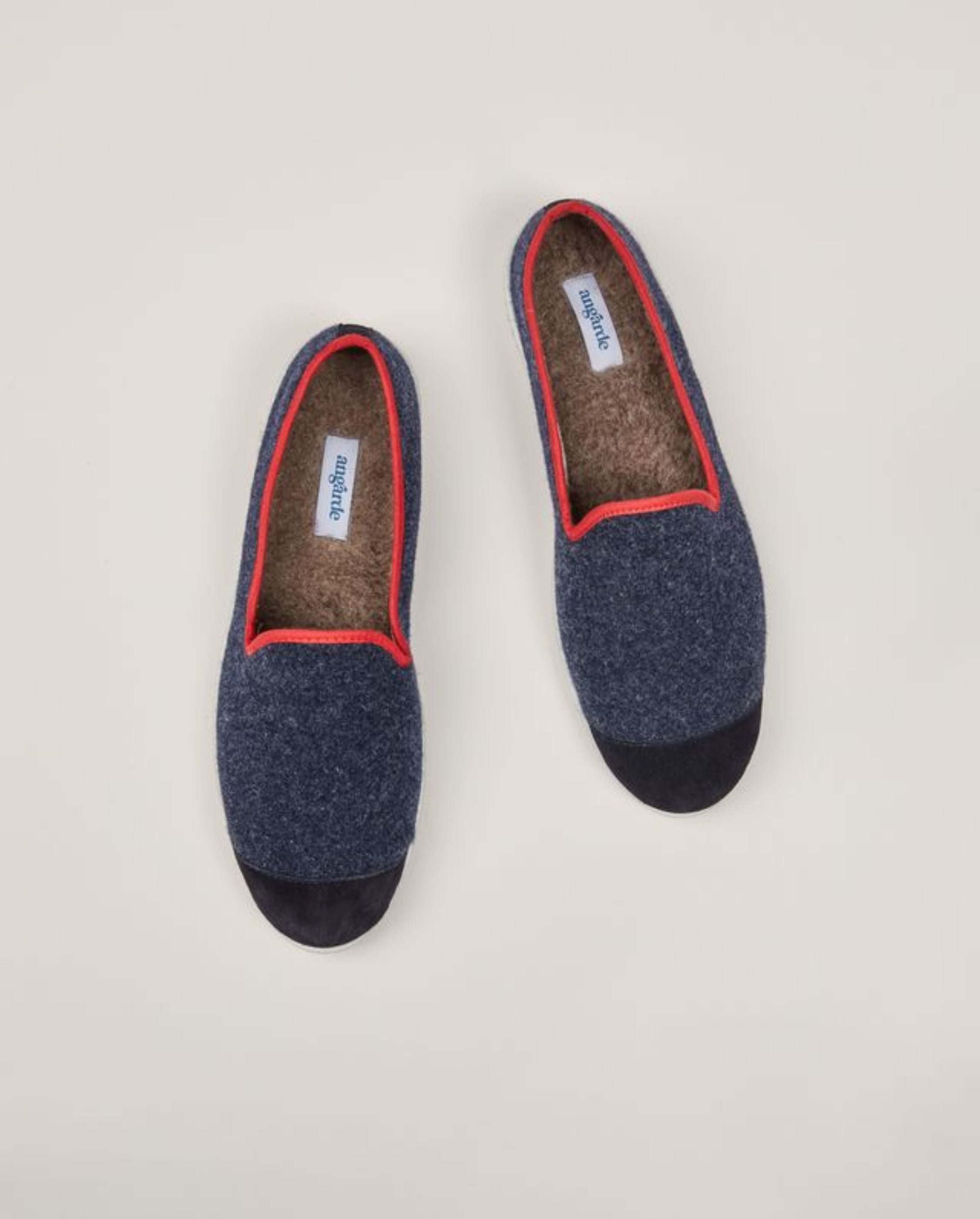 Men's wool slippers, navy red ANGARDE Blue