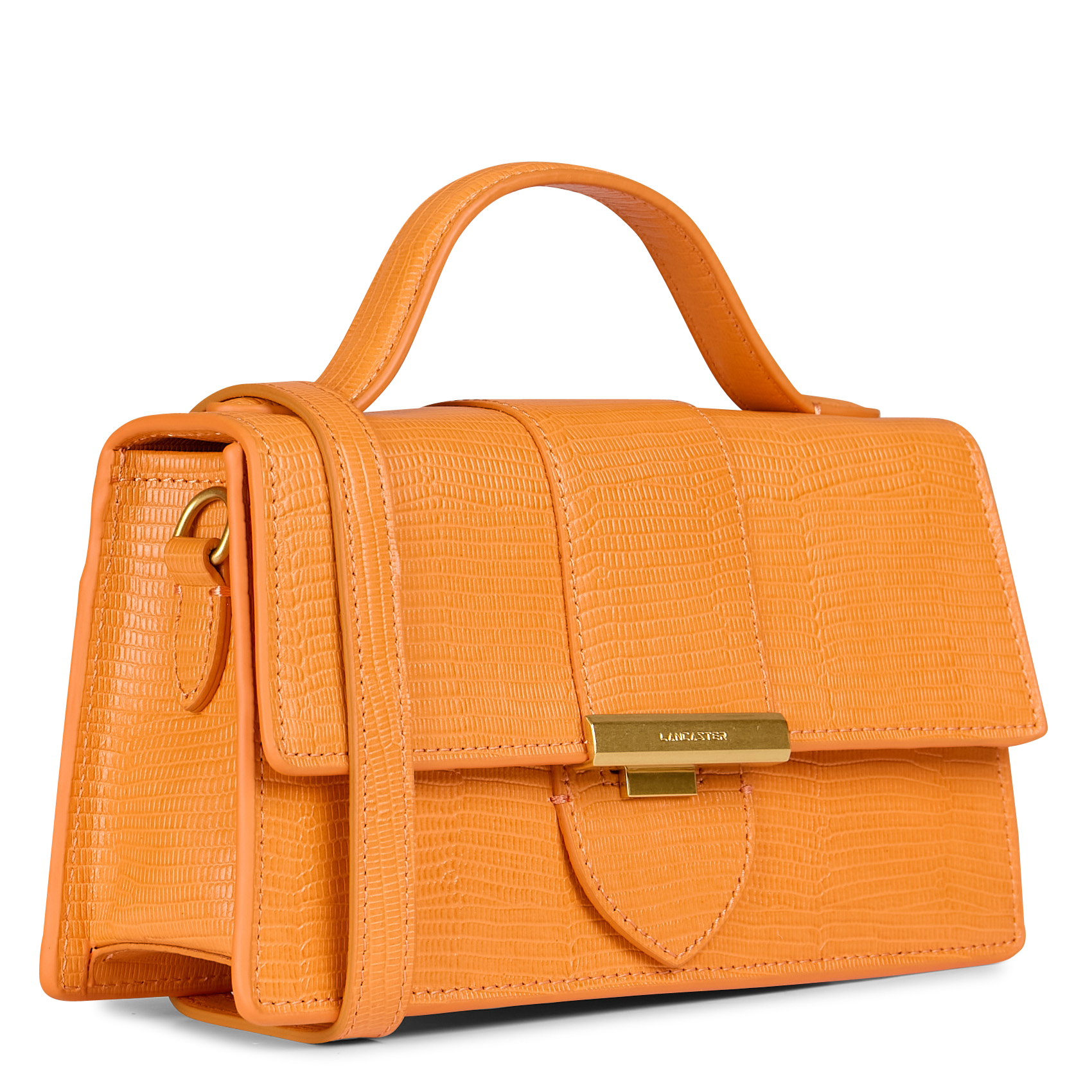 Grained leather baguette bag LANCASTER PARIS Orange